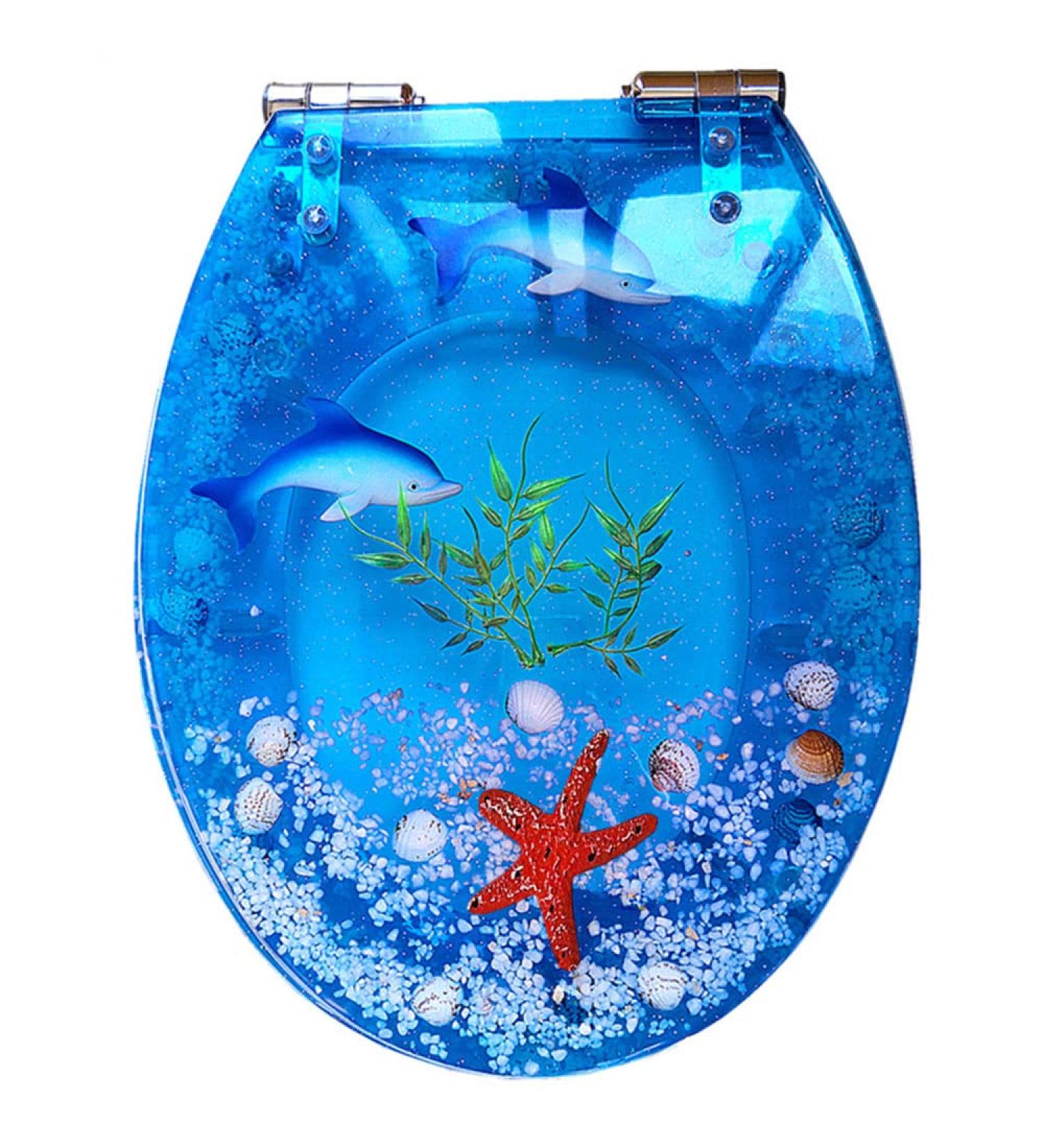 Soft Close Toilet Seat Round Slow Close Oval Toilet Seat with Metal Hinge for 17-Inch Toilets Silent Close Seashell Polyresin Printing Round Toilet Seat A Little Surprise - Buy Online on GoSupps.com