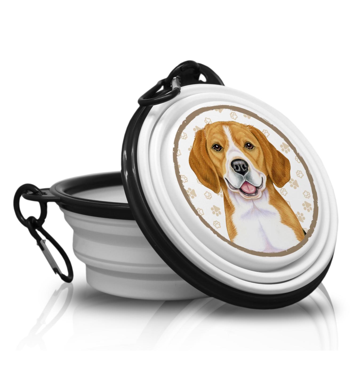 Beagle Foldable Portable Drinking Bowl with Carabiner - Ideal Pet Bowl for On-the-Go | Unique Food Bowl for Travel - Buy Online on GoSupps.com