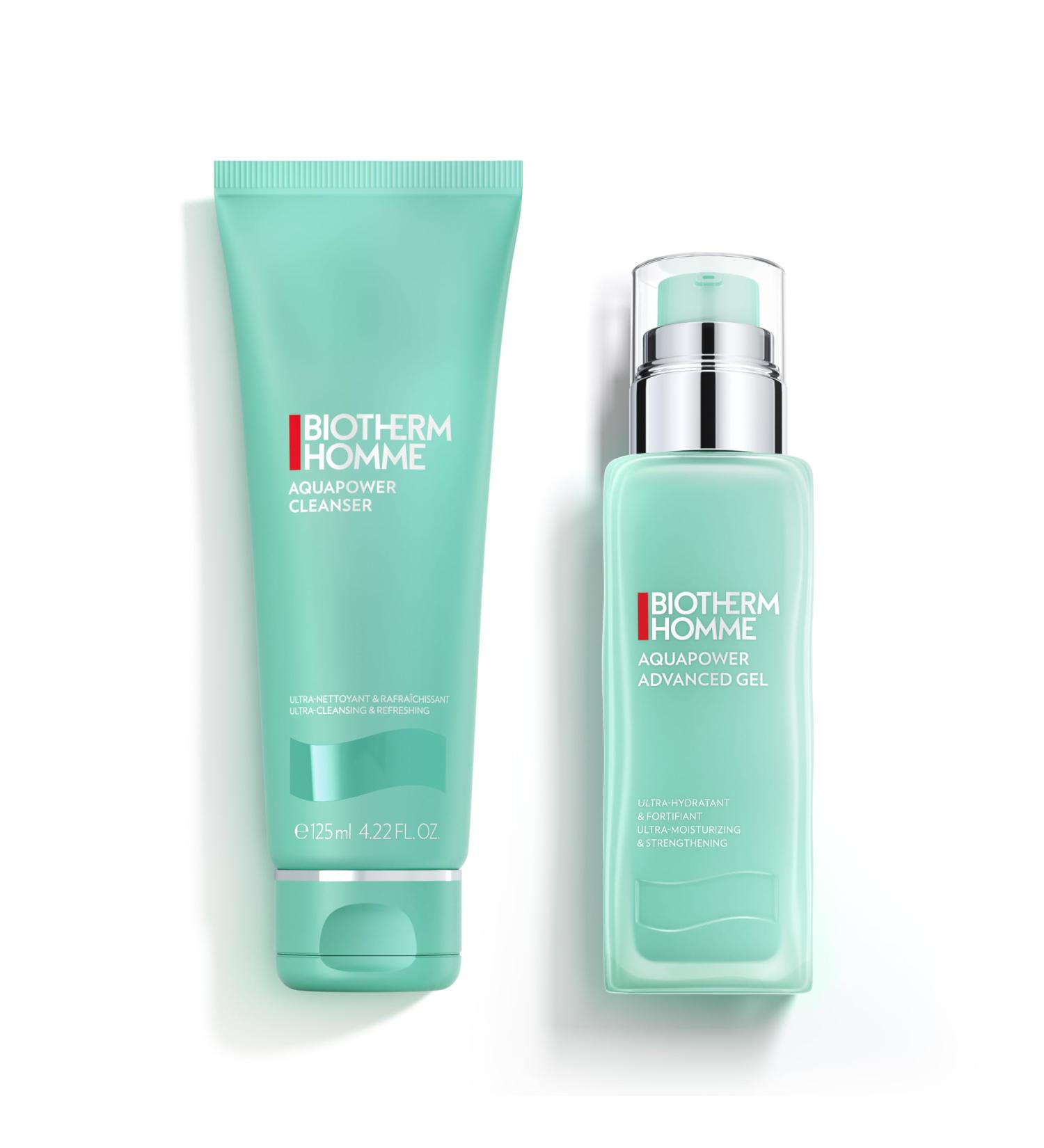 Biotherm Homme Aquapower Advanced Gel - Refreshing Facial Gel with Life Plankton & Oligo Minerals | Intensive Day Care for Vitalized Skin | 2-Part Set - Buy Online on GoSupps.com