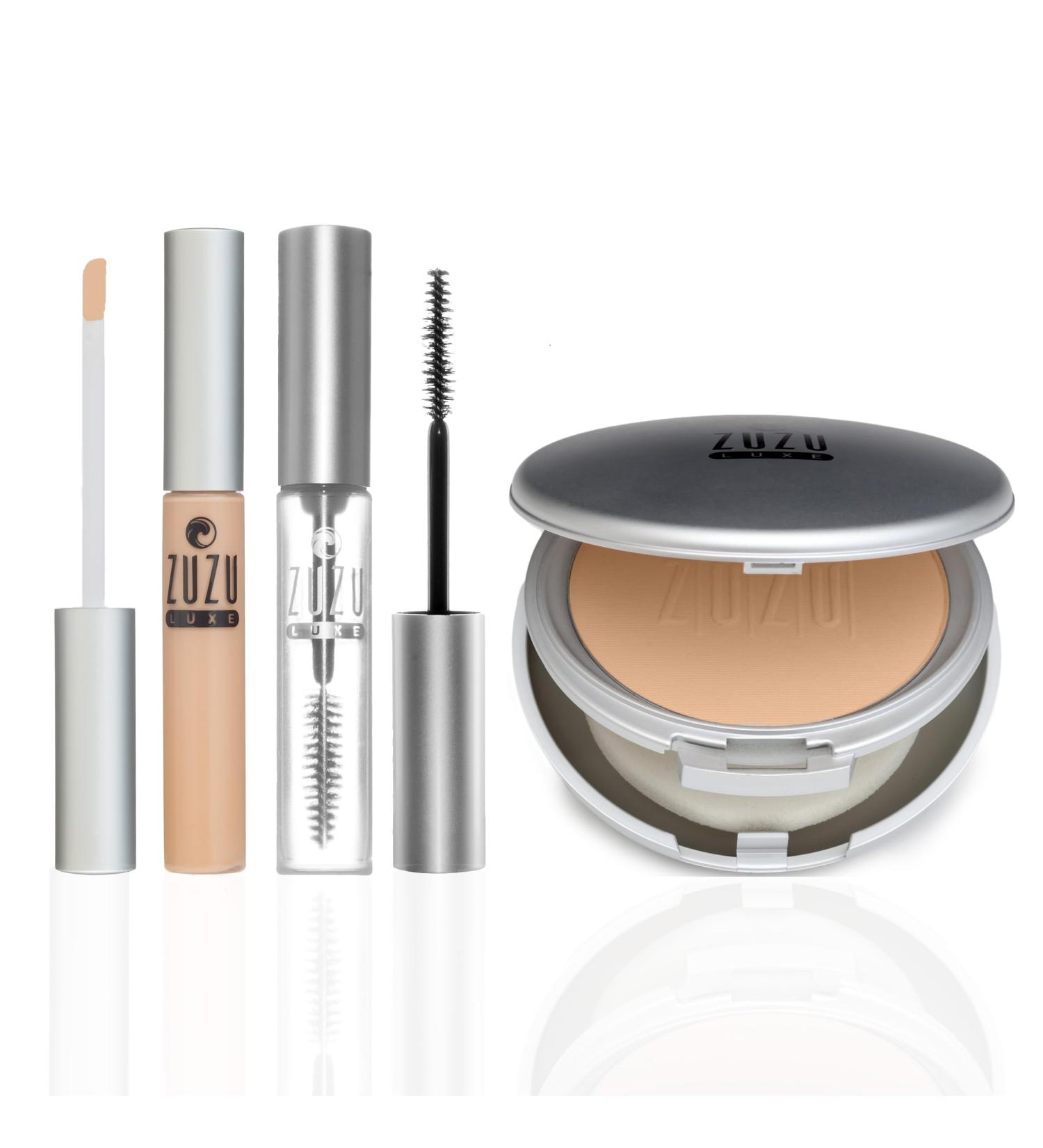 ZUZU LUXE Warrior Kit | Mineral Powder Foundation + Concealer + Luxe Mascara + Cosmetic Bag (D-24 Powder C-40 Concealer Clear Mascara) Warrior Kit D-24