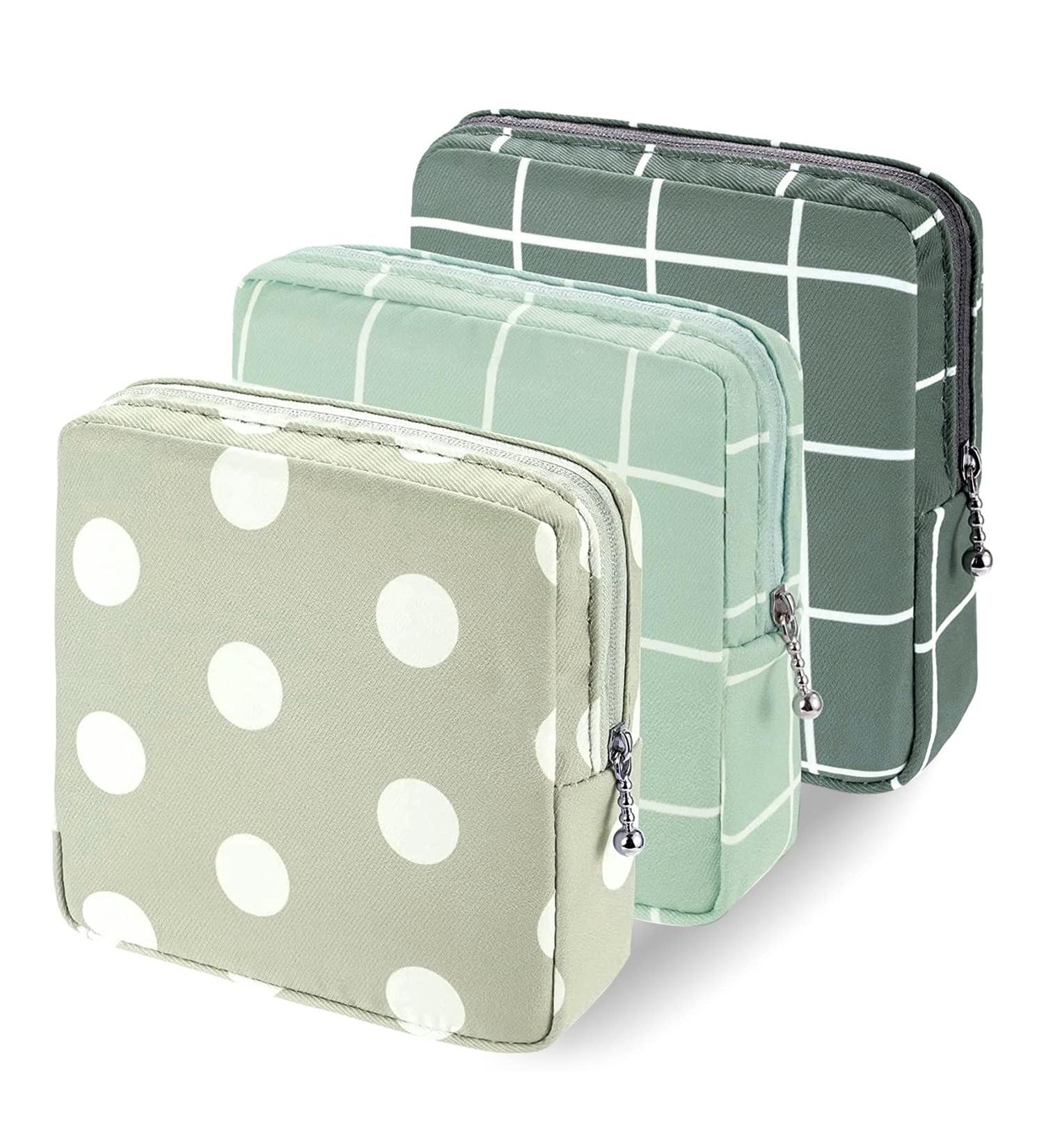3PCS Period Bag and Menstrual Pad Storage Pouch Set - Portable & Reusable Sanitary Napkin Bags for Women and Teen Girls - Buy Online on GoSupps.com