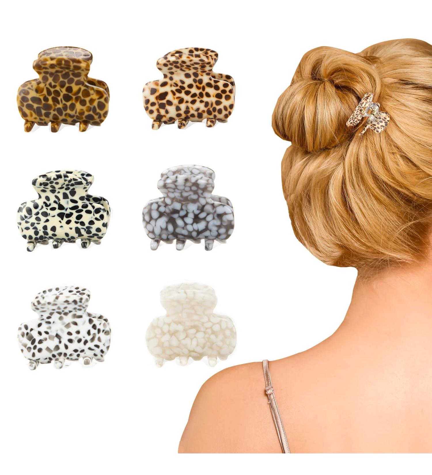Cobahom 6 Pack Small Hair Claw Clips - Leopard Mini Cellulose Acetate Jaw Clamps for Styling - Non-Slip Cute Hair Accessories for Women and Girls - Buy Online on GoSupps.com