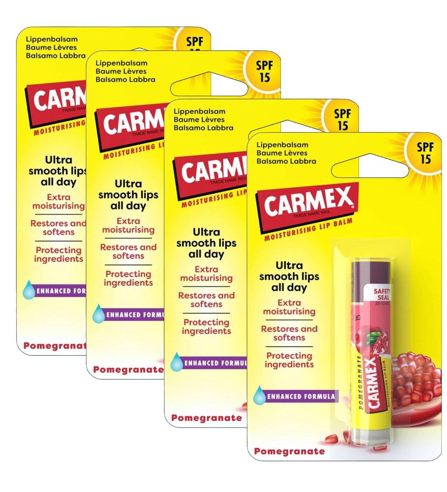  Carmex Carmex Pomegranate Ultra Moisturizing Lip Balm Spf 15 4 Units - Buy Online on GoSupps.com