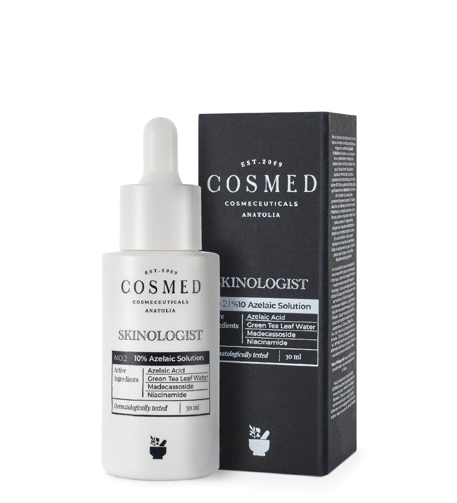 Cosmed Azelaic Solution Facial serum with 10 azelaic acid for the face against acne pimples pigment spots and redness azelaic serum with niacinamide madecassoside and green tea - Buy Online on GoSupps.com