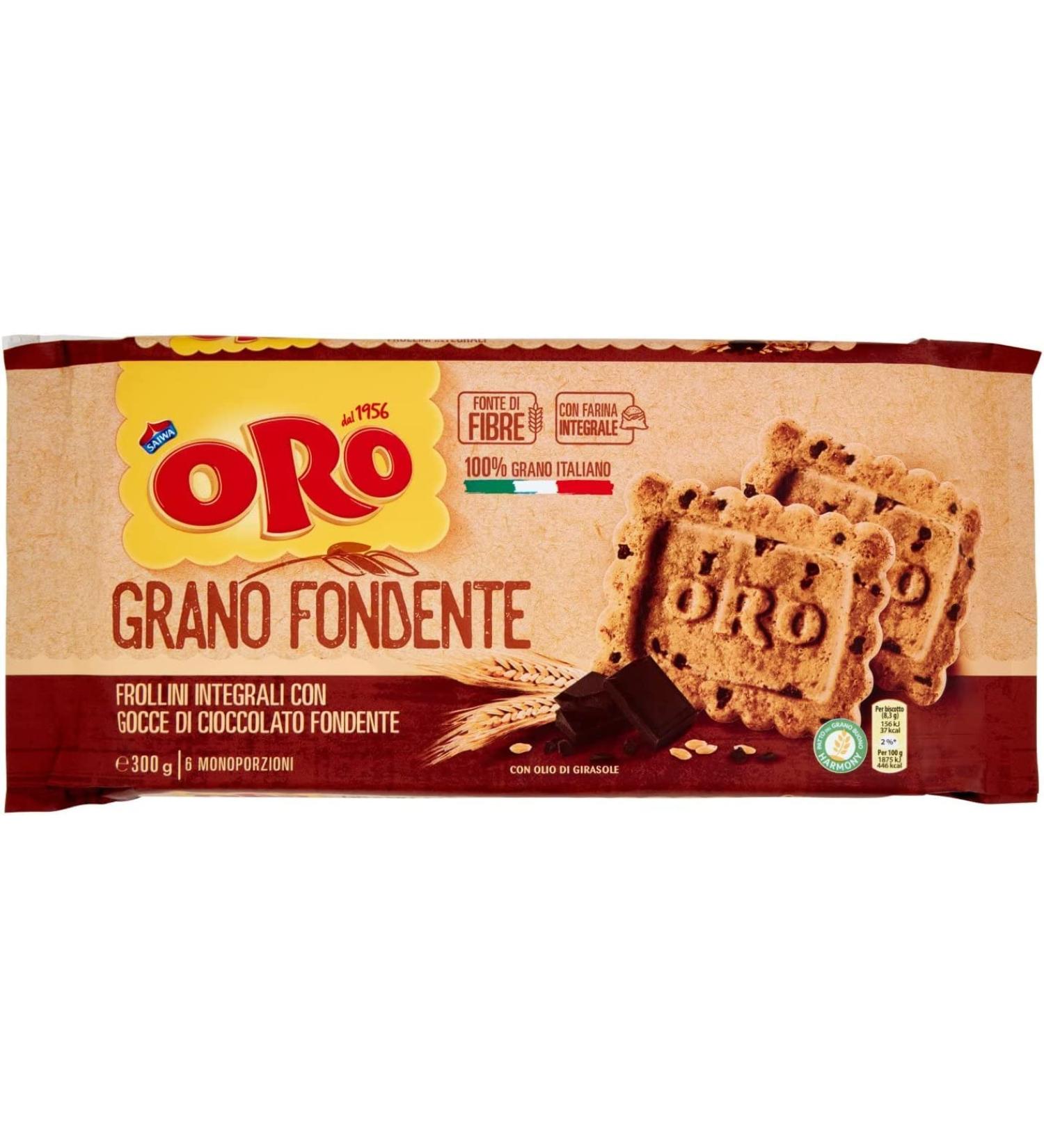  ORO SAIWA 6 x Oro Saiwa Grano Fondente Whole Wheat Bread with Chocolate Drops 300 g - Buy Online on GoSupps.com