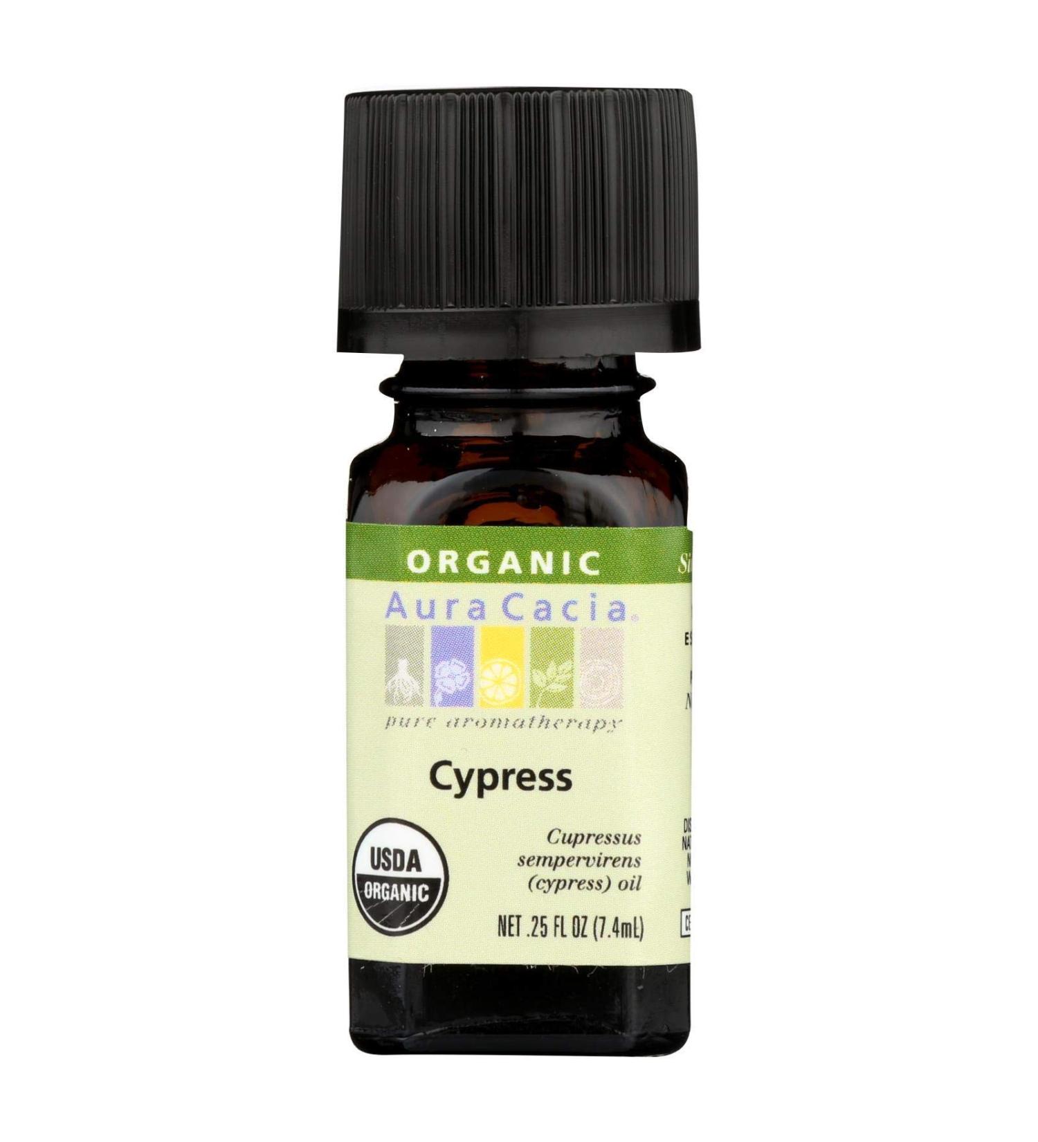 Aura Cacia Personal Care Cypress Essential Oil Organic 0.25 Oz. Bottle