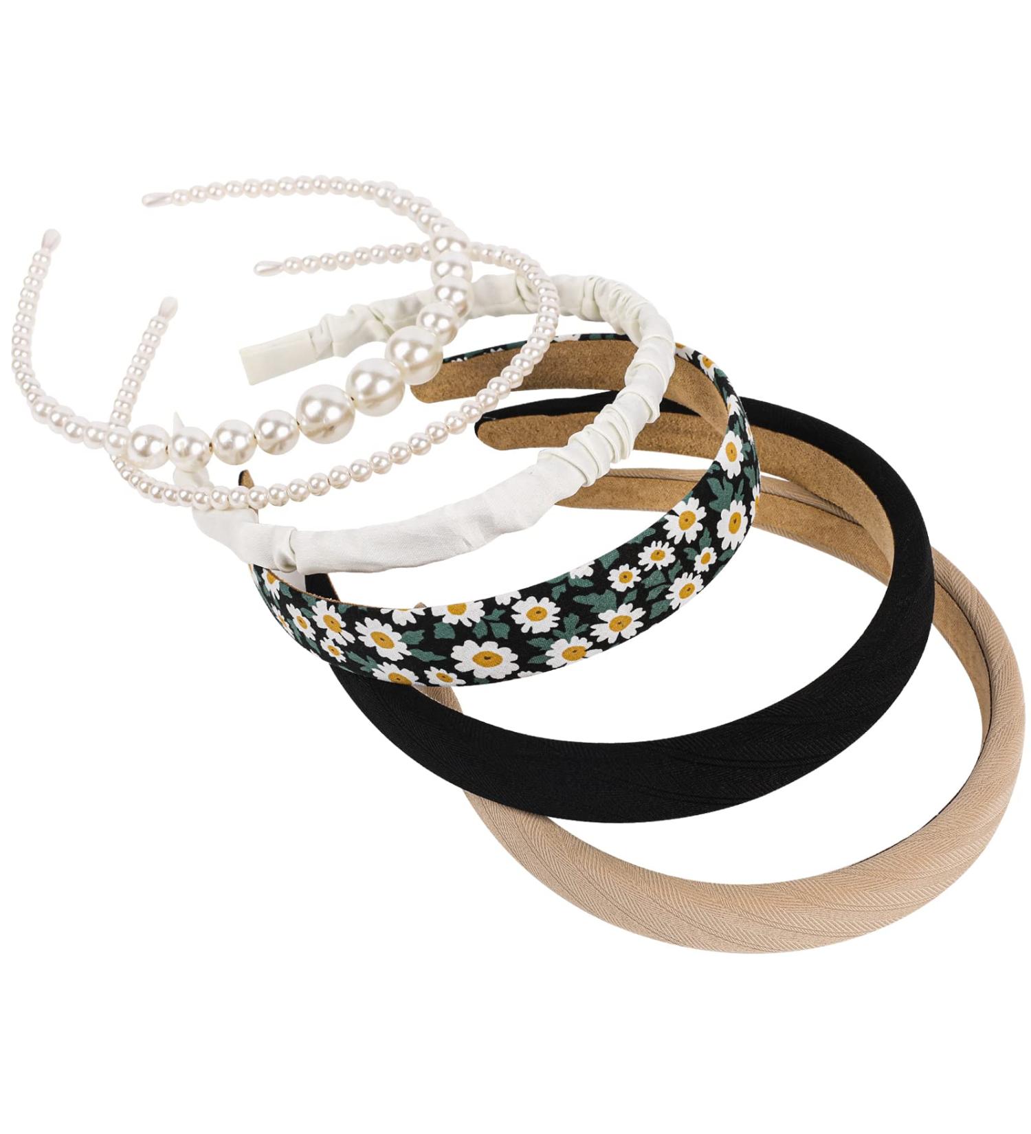 Vin Beauty 6Pcs Women's Headbands Set - Non-slip, Pearl and Flower Designs for Girls - Buy Online on GoSupps.com