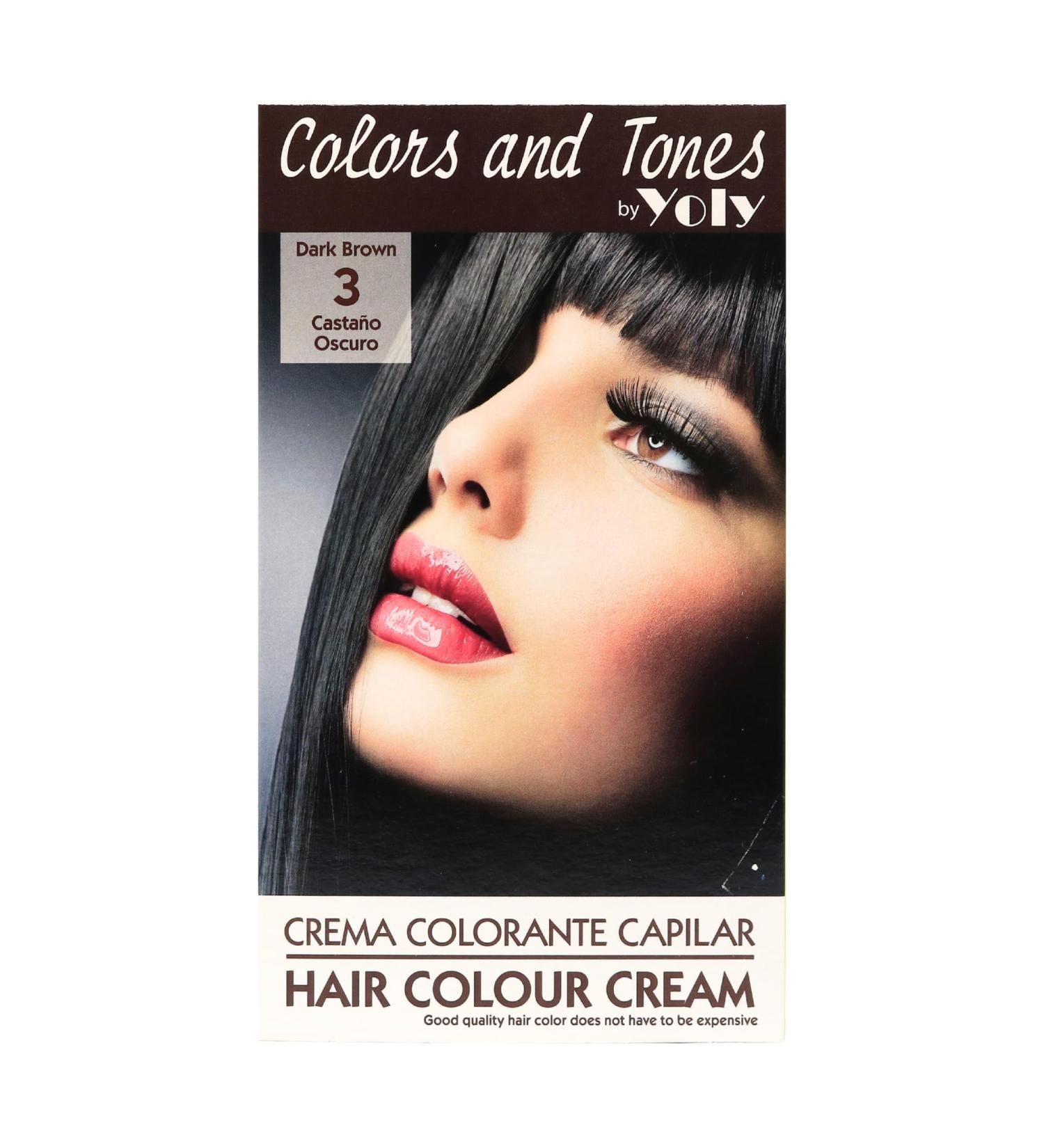 Yoly Color and Tones Permanent Hair Color Cream - 3 Dark Brown - Long-Lasting Vibrance & Easy Application for Stunning Results - Buy Online on GoSupps.com