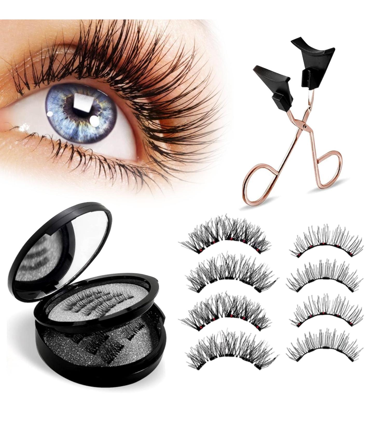 SSKHE Magnetic Eyelashes without Eyeliner Reusable Dual Magnetic lashes false eyelashes magnetic Natural Look Magnetic Eyelashes No Glue 3D False Eyelashes Kit with Applicator Waterproof Easy to Wear - Buy Online on GoSupps.com