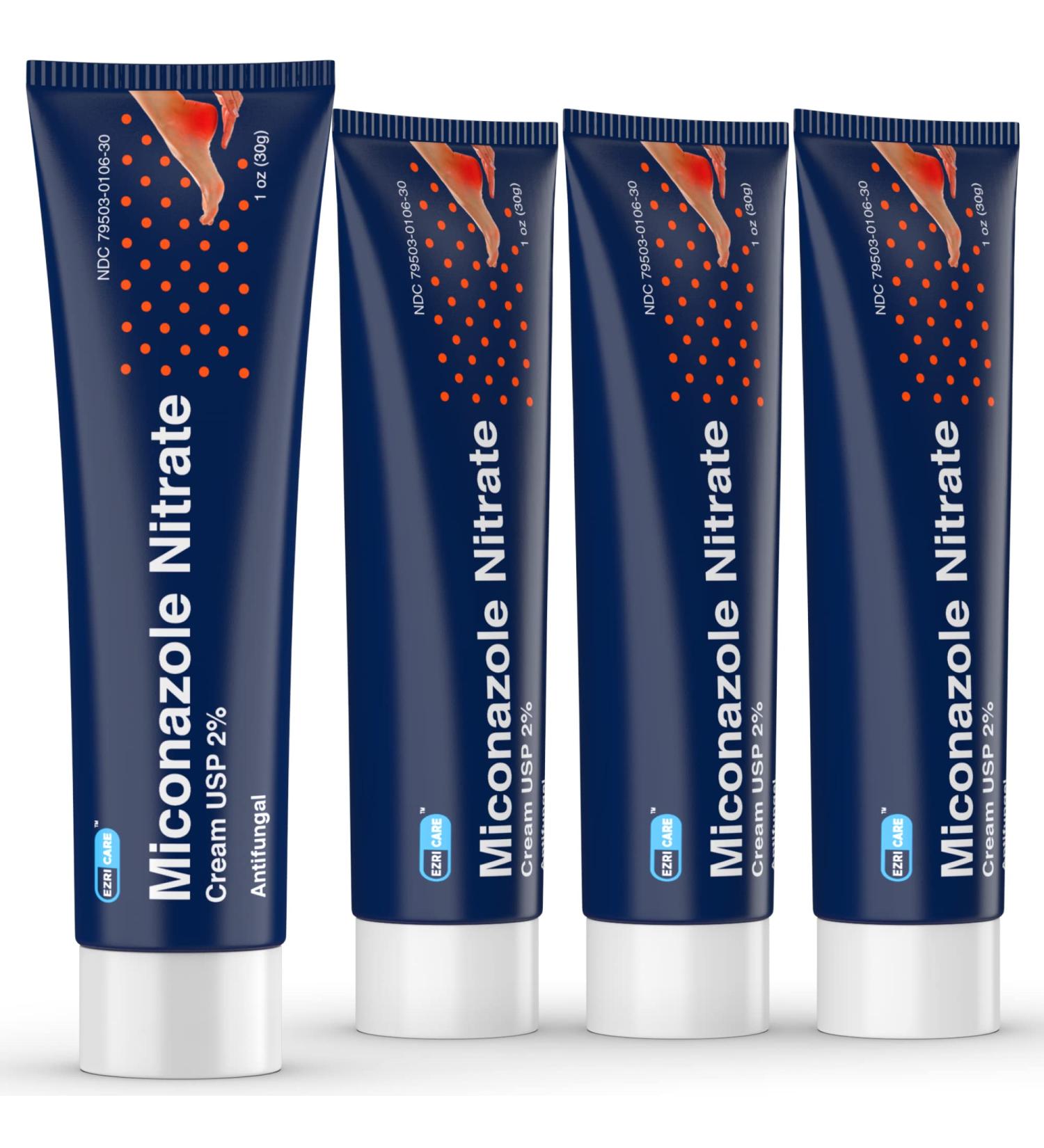 EzriCare Miconazole Antifungal Cream 2% - Athletes Foot, Ringworm & Jock Itch Treatment - 1.05 oz (4 Pack) - Buy Online on GoSupps.com