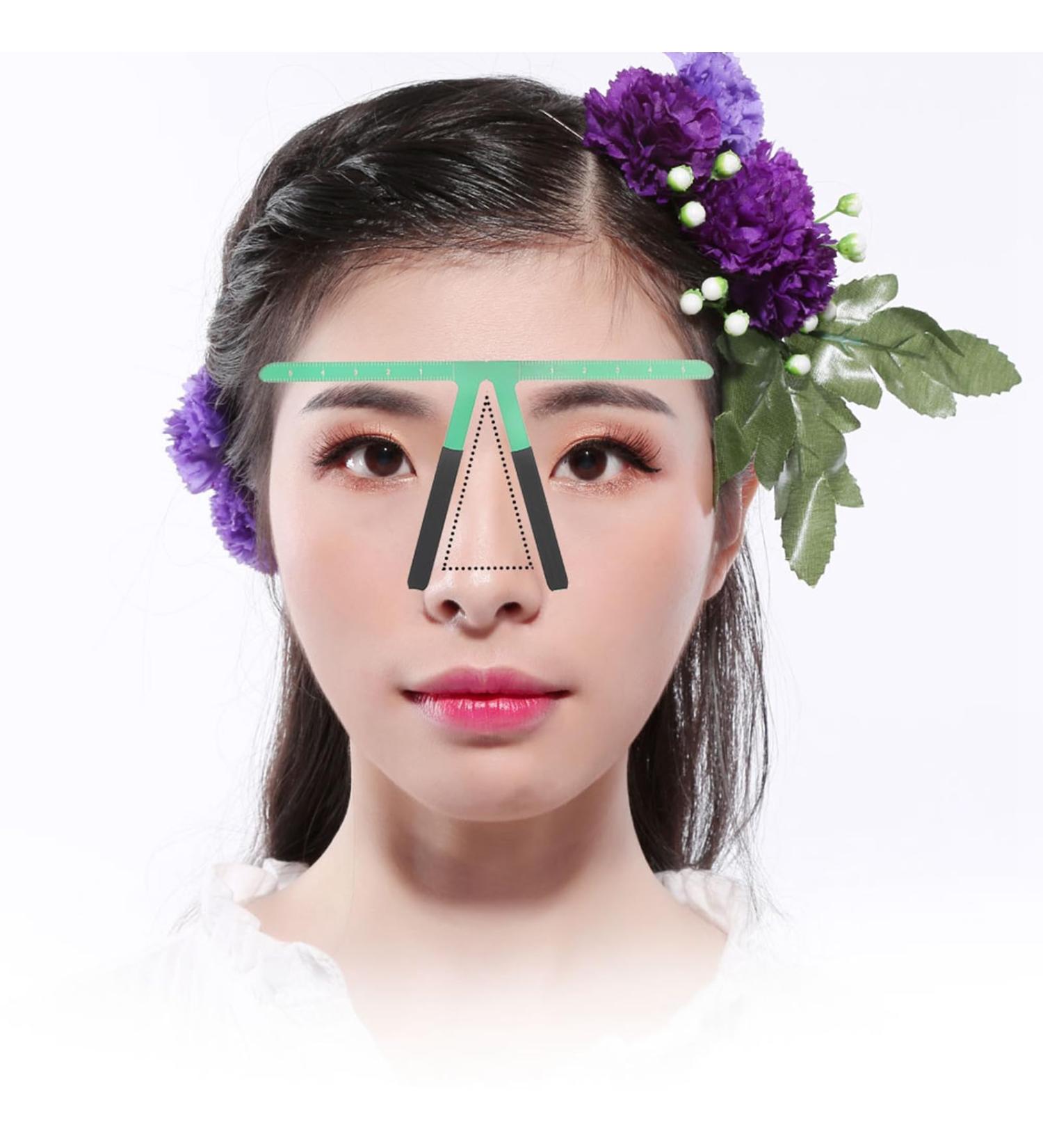 Eyebrow Template Eyebrow Makeup Tool Draw Eyebrows Position Measurement 3-Point Measurement Makeup Symmetrical Draw Eyebrows Easily and Accurately Eyebrow Ruler (Green) - Buy Online on GoSupps.com