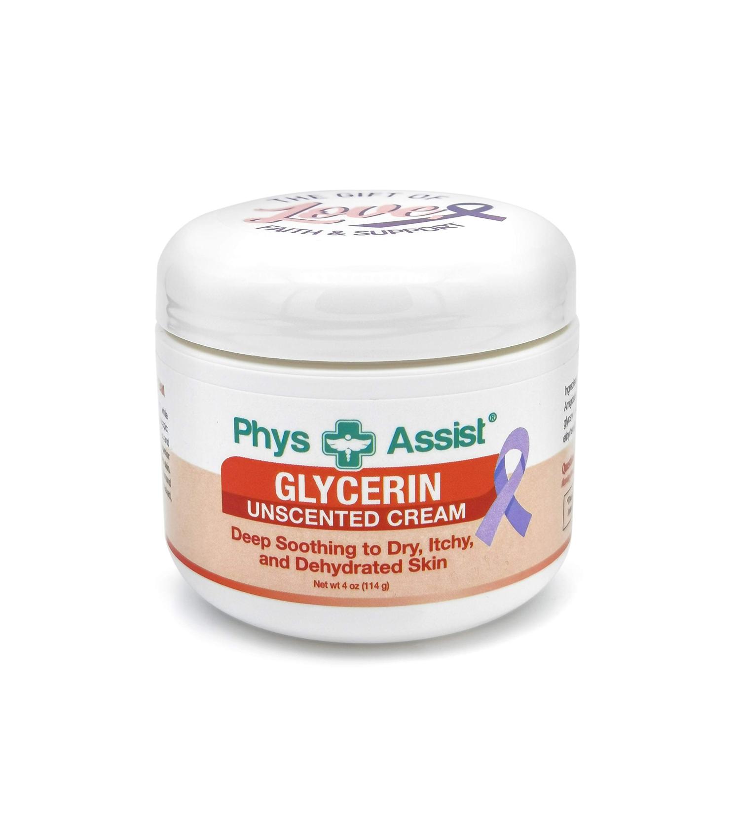 PhysAssist Oncology Glycerin Unscented Moisturizer Cream for Dry Stressed Skin. Designed for those with Fragrance Intolerances after Radiation and Chemo Treatments. 4 Oz jar. 4 Ounce (Pack of 1) - Buy Online on GoSupps.com