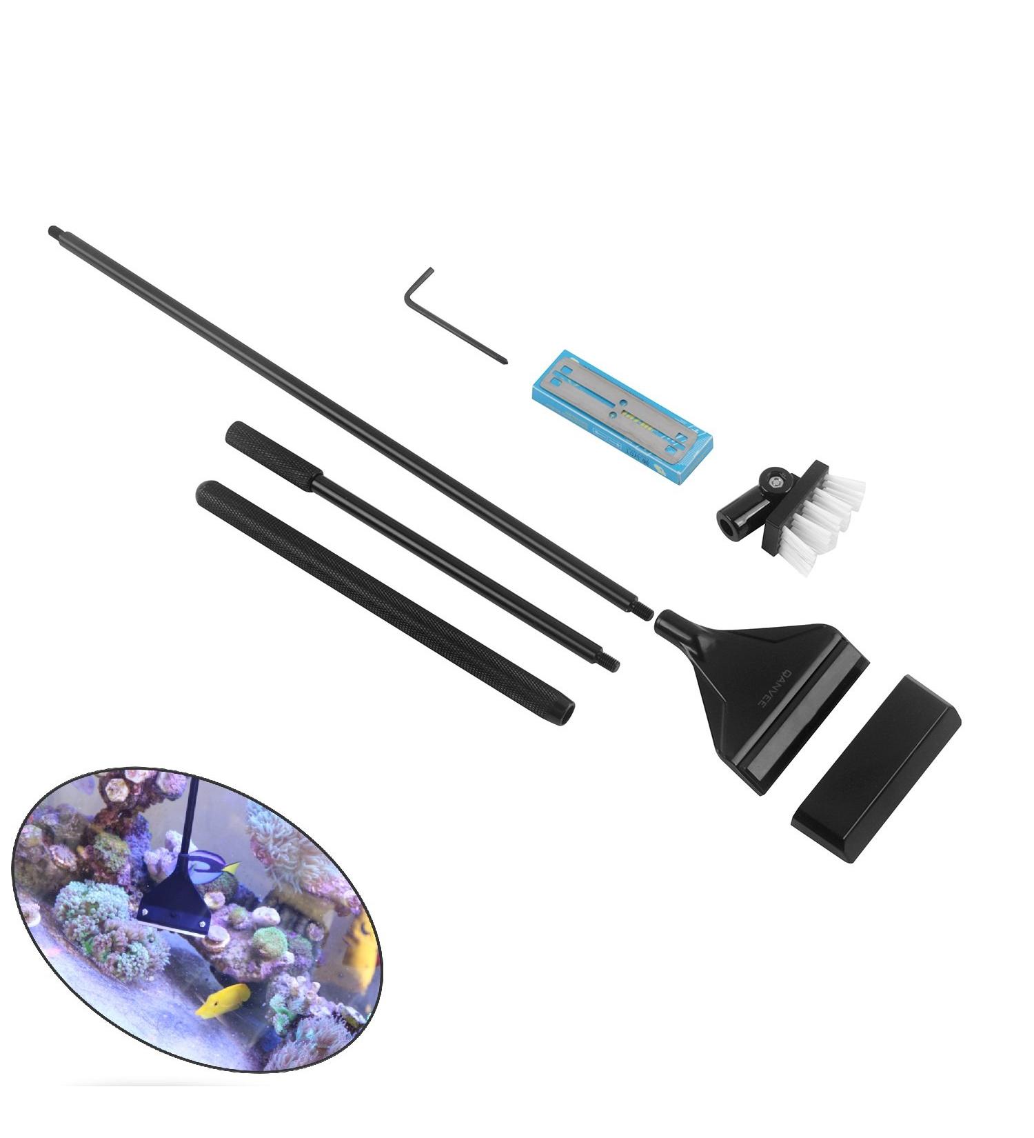 QANVEE 26-Inch Aquarium Scraper Cleaner Brush | Aluminum Magnesium Alloy with 10 Stainless Steel Blades for Fish, Reef, Plant Glass Tank - Buy Online on GoSupps.com