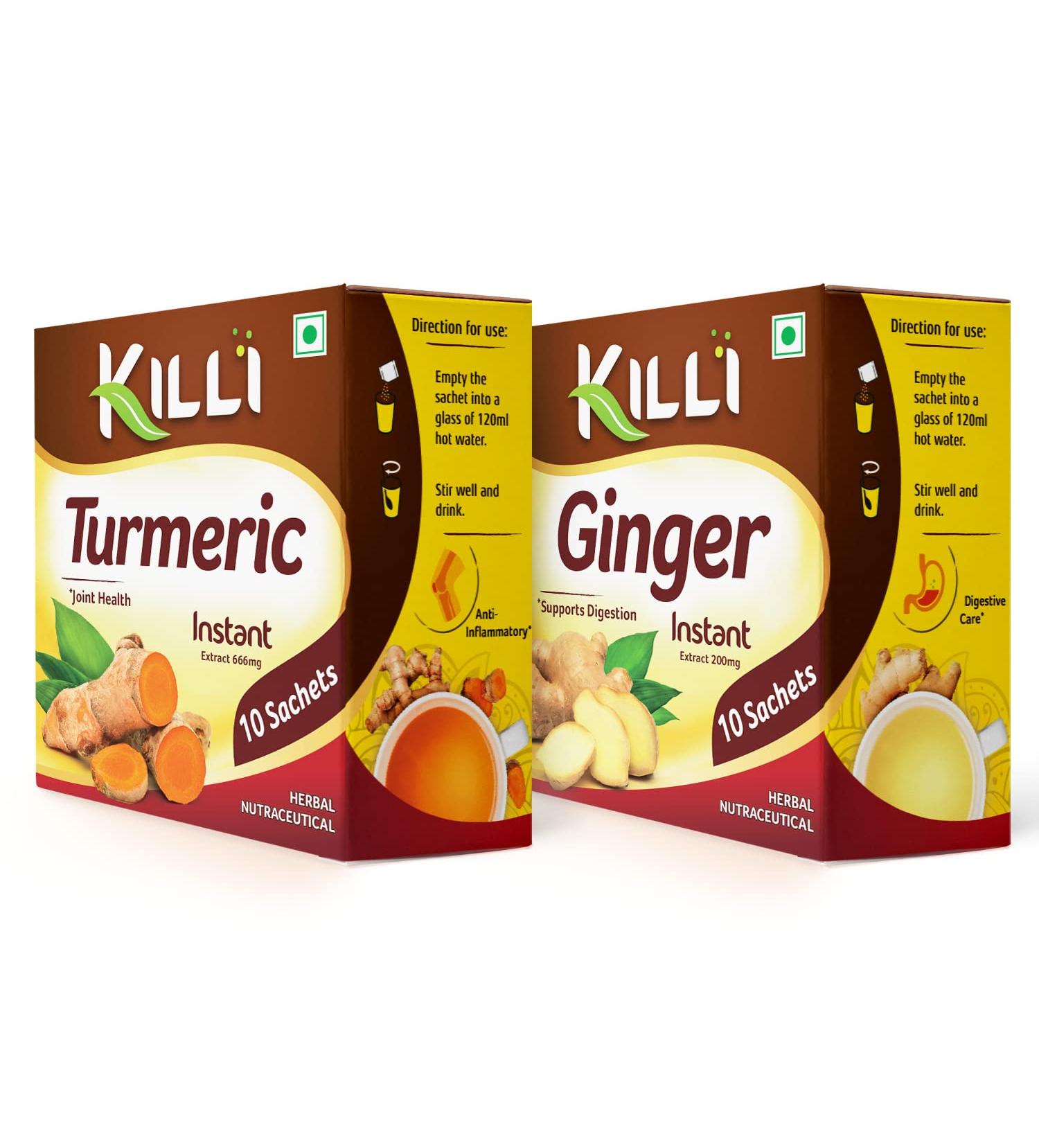 KILLI Turmeric | Ginger Instant Extract 2 Packs of 10 Sachets - Buy Online on GoSupps.com