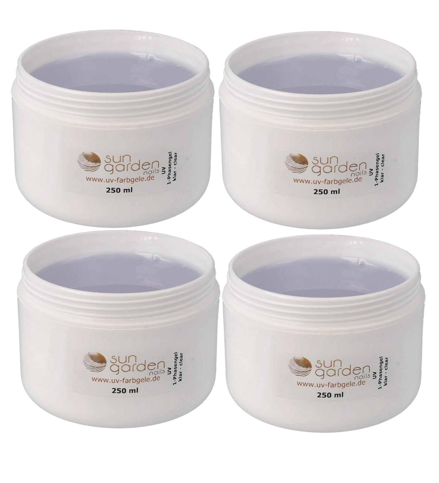  sun garden nails Set of 4 bottles of premium single-phase UV gel - Clear - 250 ml - Builder gel - For nail sculpting - Buy Online on GoSupps.com