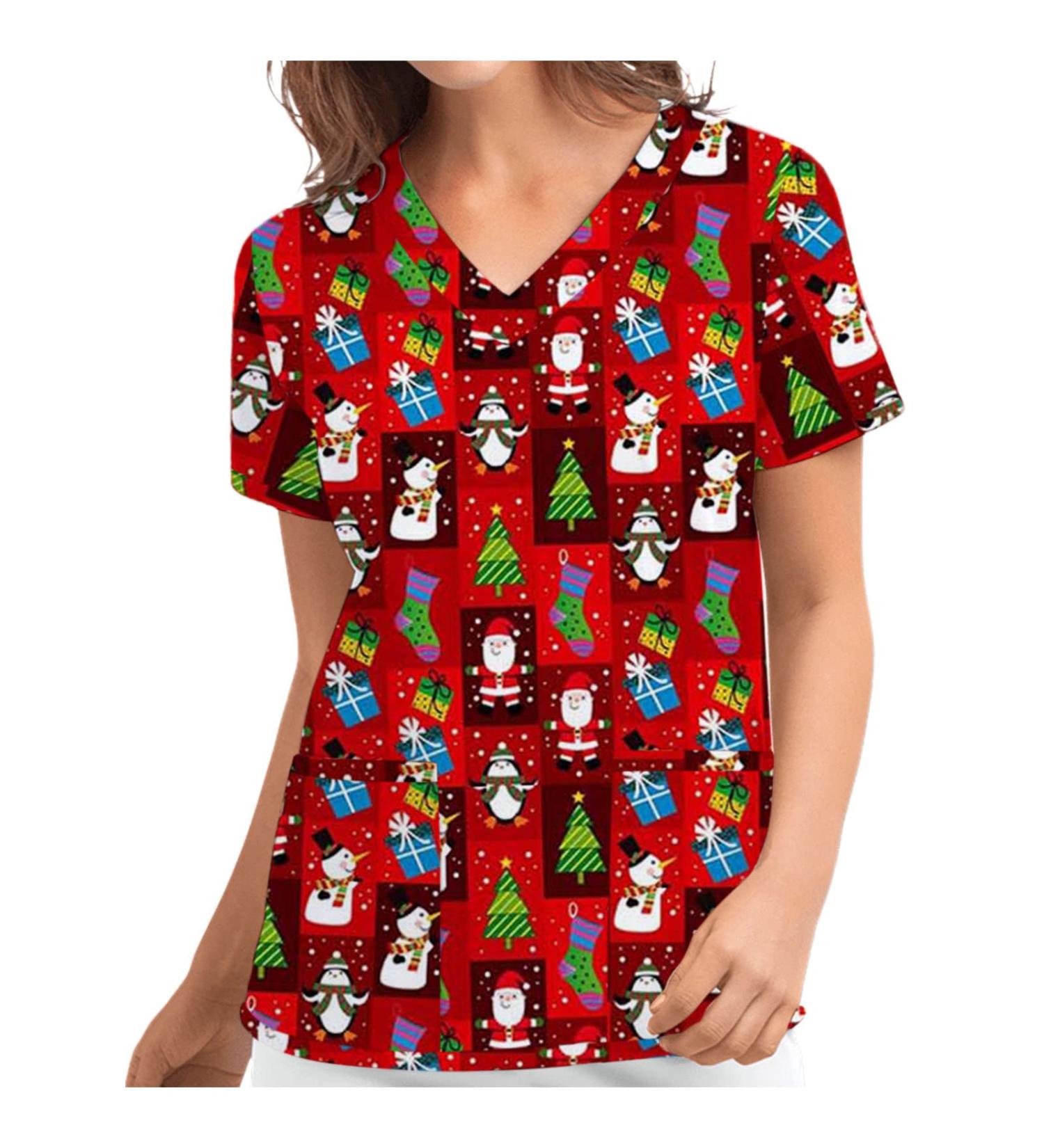 Nurse Uniforms Women UK Workwear Healthcare Tunic V Neck Dog Grooming Christmas Healthcare Tunics Hospital Scrubs Santa Claus Care Work Shirt Christmas Mock Wrap Wrap Mock Healthcare Tunics S Wine - Buy Online on GoSupps.com