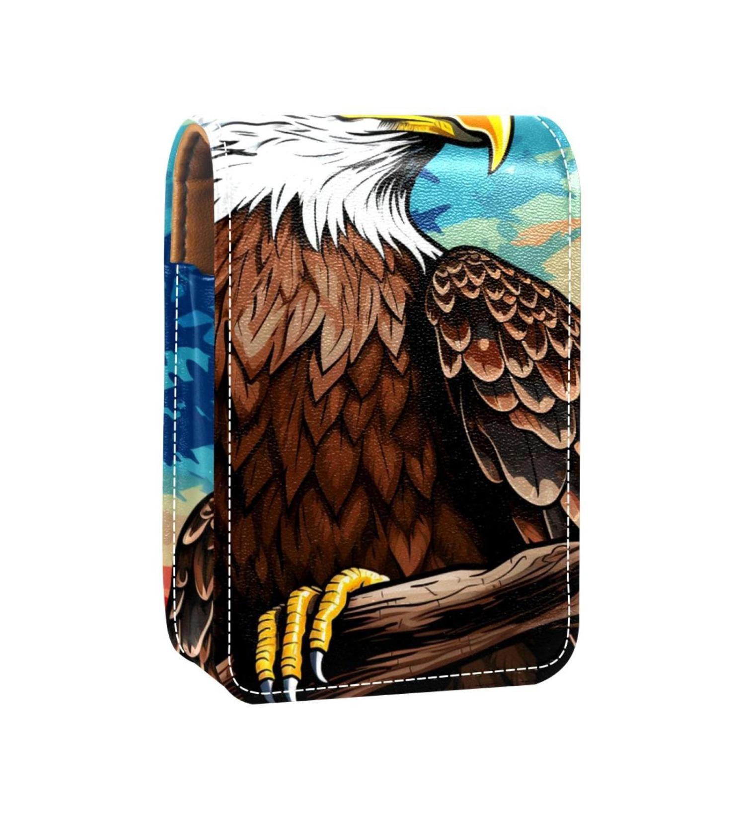 Travel Lipstick Organizer Case - Portable Makeup Bag with Mirror | American Flag Eagle Design | L431k1etgi - Buy Online on GoSupps.com