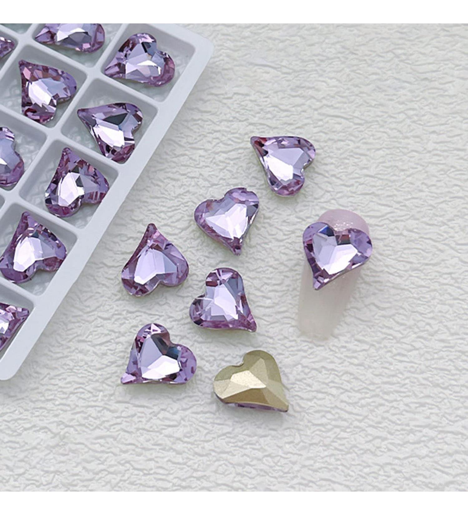 FEIlei 10 Pcs Heart Nail Charms Pointed Back Nail Art Charms Butterfly Nail Rhinestones - Buy Online on GoSupps.com