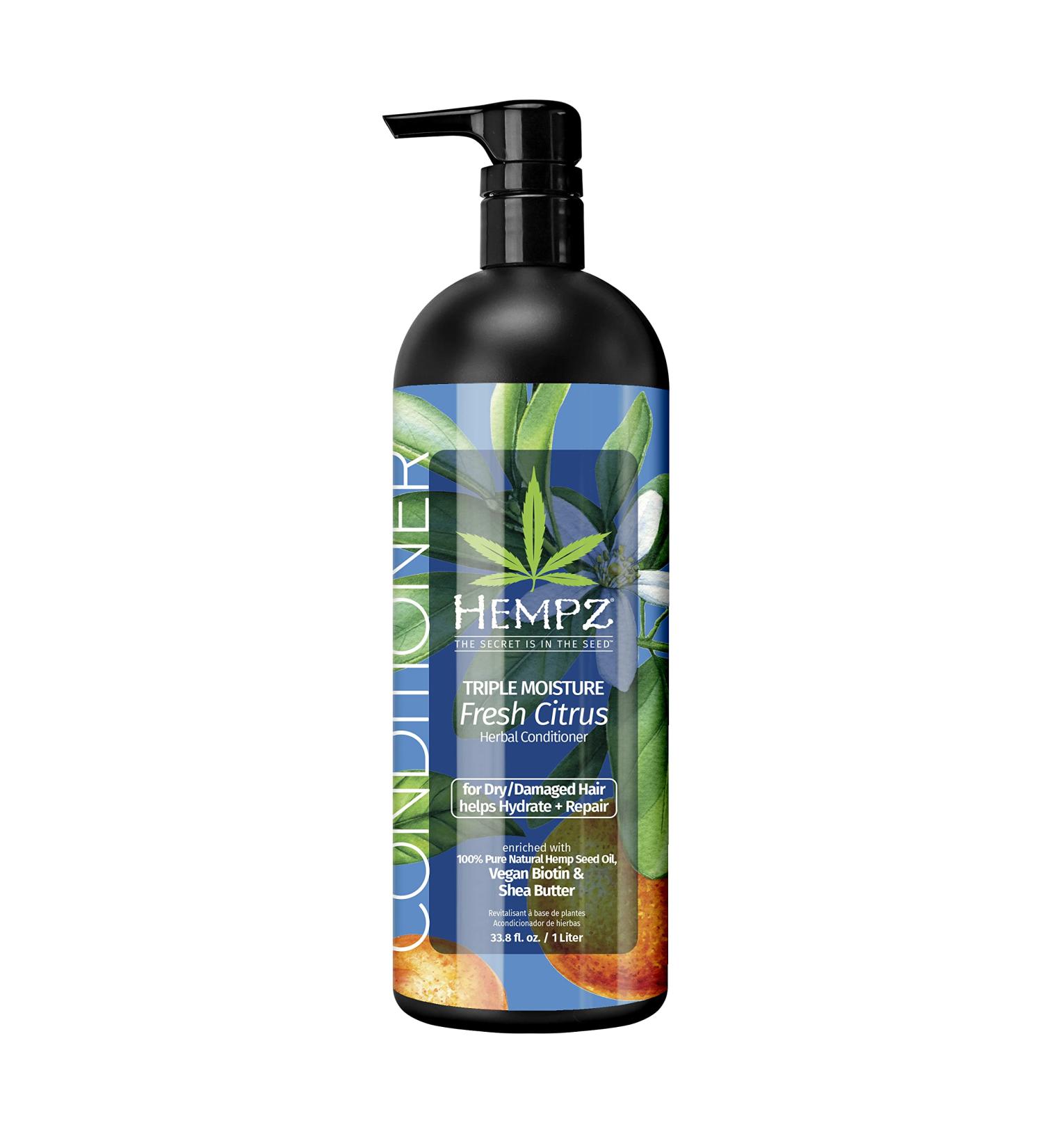 Hempz Biotin Conditioner - Triple Moisture Fresh Citrus - Peach & Grapefruit - 33.8 Fl Oz | For Growth & Strengthening of Dry, Damaged, Color Treated Hair - Hydrating, Softening, Moisturizing - Buy Online on GoSupps.com