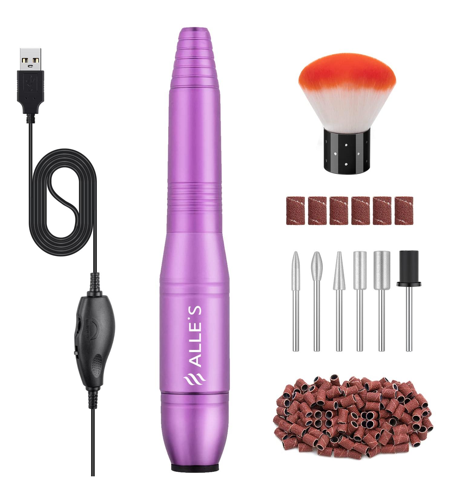 All's Electric Nail Cutter - 20 000 RPM Professional Nail Drill for Gel Nails | Portable Manicure & Pedicure Kit with Grinding Tapes & Brush - Purple Violet - Buy Online on GoSupps.com
