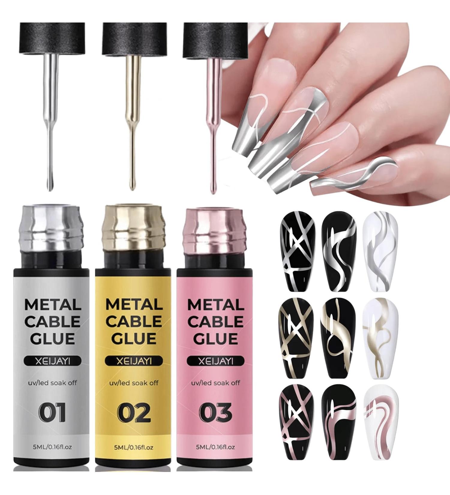 Metallic Painting Nail Gel Liner Polish Metallic Nail Art Gel Liner 3D Metal Painting Gel Drawing Mirror 3 Colors Nail Gel Polish Silver Soak off UV/LED Glossy Gel Liner DIY Nail Manicure - Buy Online on GoSupps.com