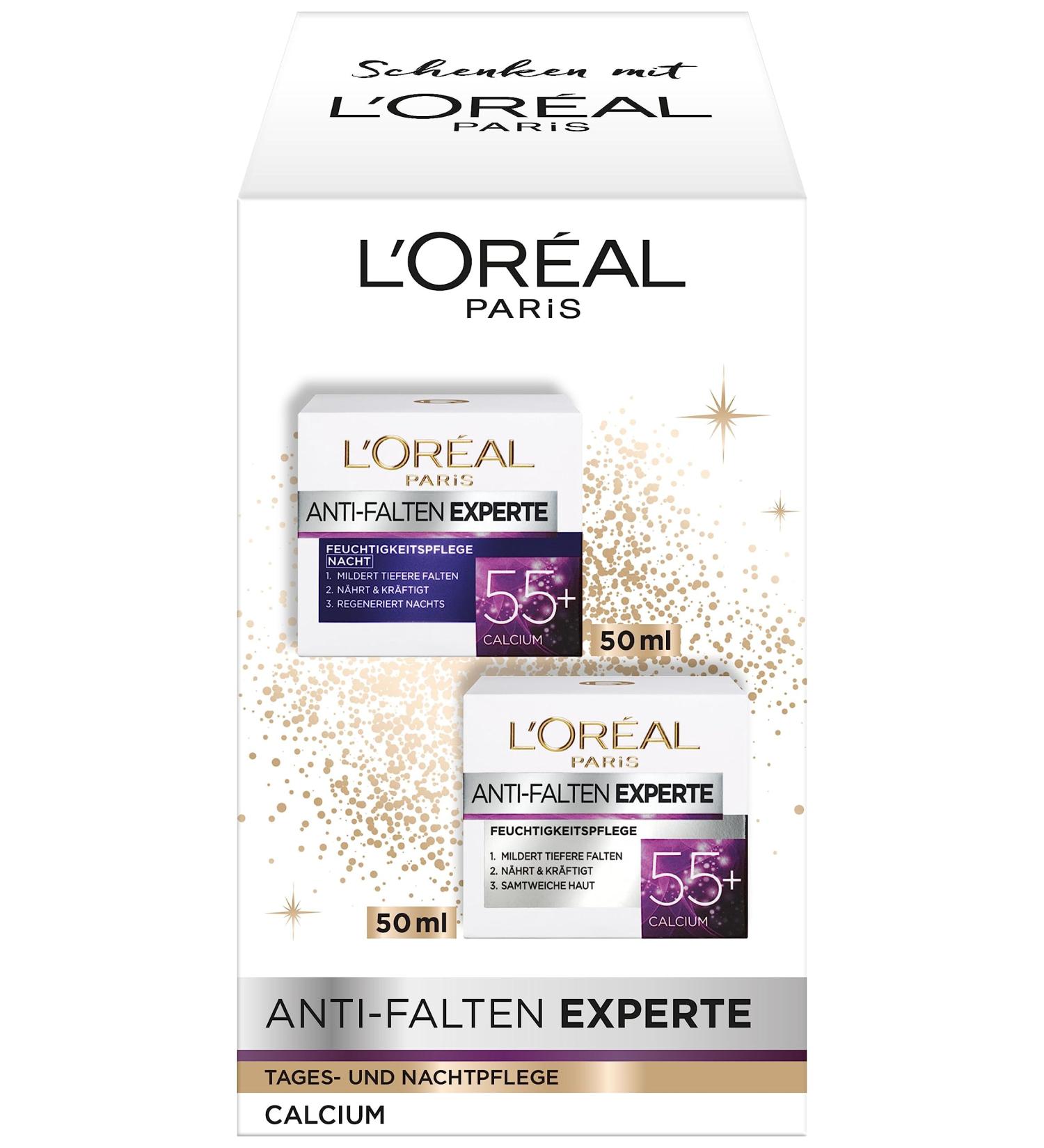 L'Oreal Paris L'Or al Paris Moisturizing Care Kit Anti-Aging Day and Night Cream for Reducing Wrinkles Expert Anti Wrinkle 55+ 2 x 50ml