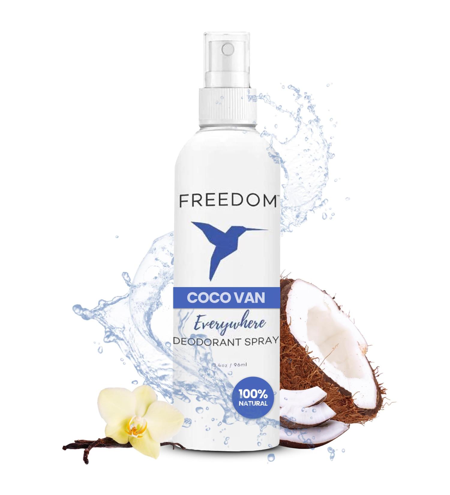 Freedom Everywhere Aluminum-Free Deodorant Spray for Women & Men - 24-Hour Odor Protection - EWG Verified - Natural Coco Vanilla - Sensitive Skin - 3.4 oz - Buy Online on GoSupps.com