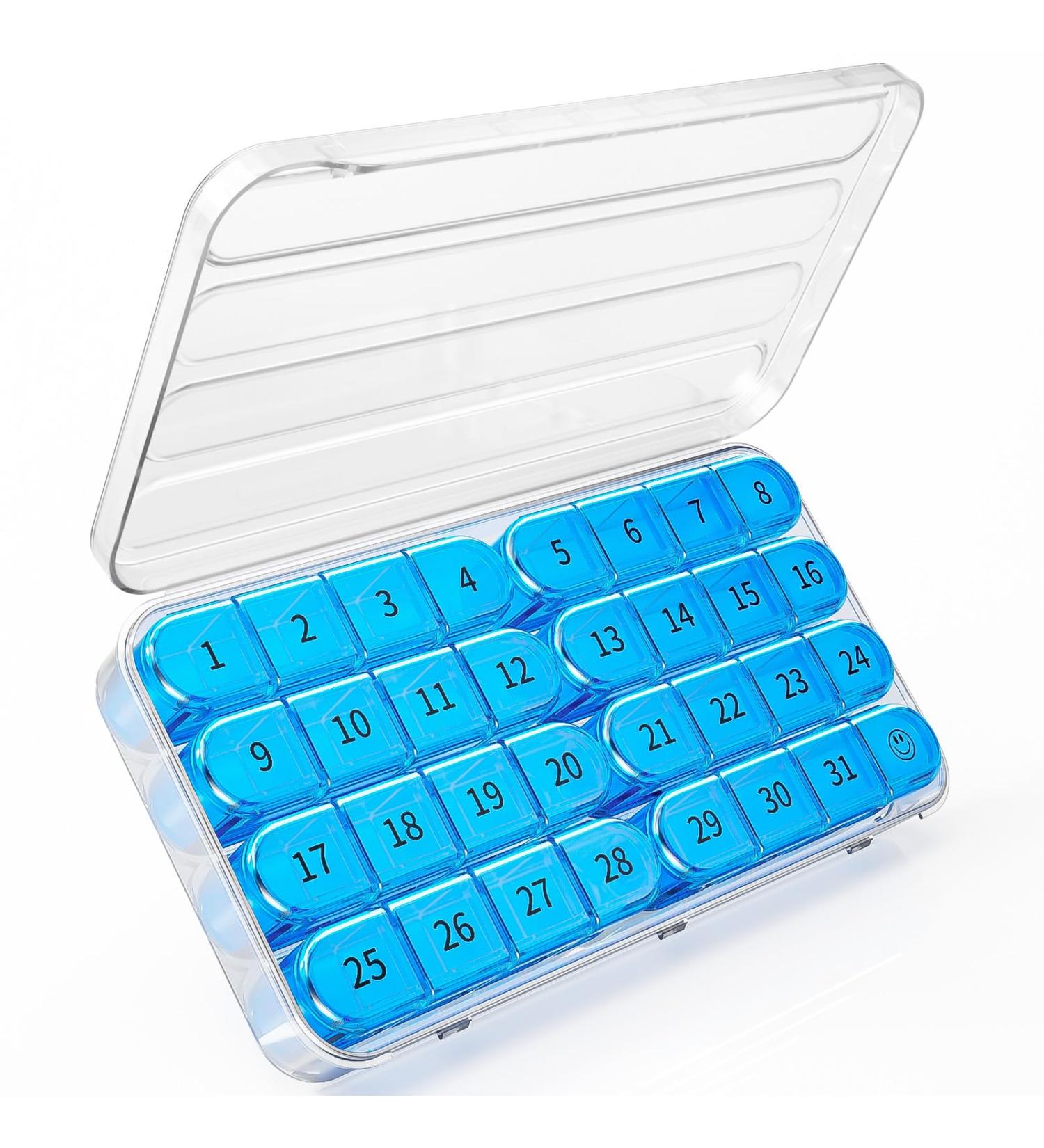 Colorwing Monthly Pill Organizer | 4-Week Travel Medicine Organizer with 32 Compartments | 30-Day Portable Pill Box for Vitamins Fish Oil & Supplements - Buy Online on GoSupps.com