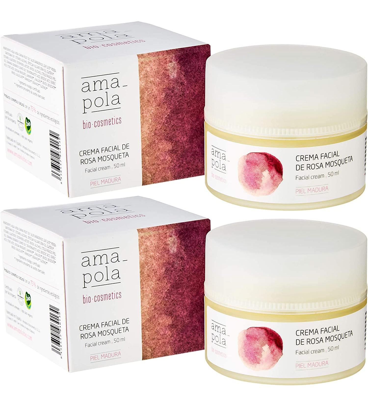 AMAPOLA BIOCOSMETICS Regenerating Facial Cream with Rosehip Oil Set of 2 Hydration Repair and Protection Ecological Natural and Vegan Ingredients - Buy Online on GoSupps.com