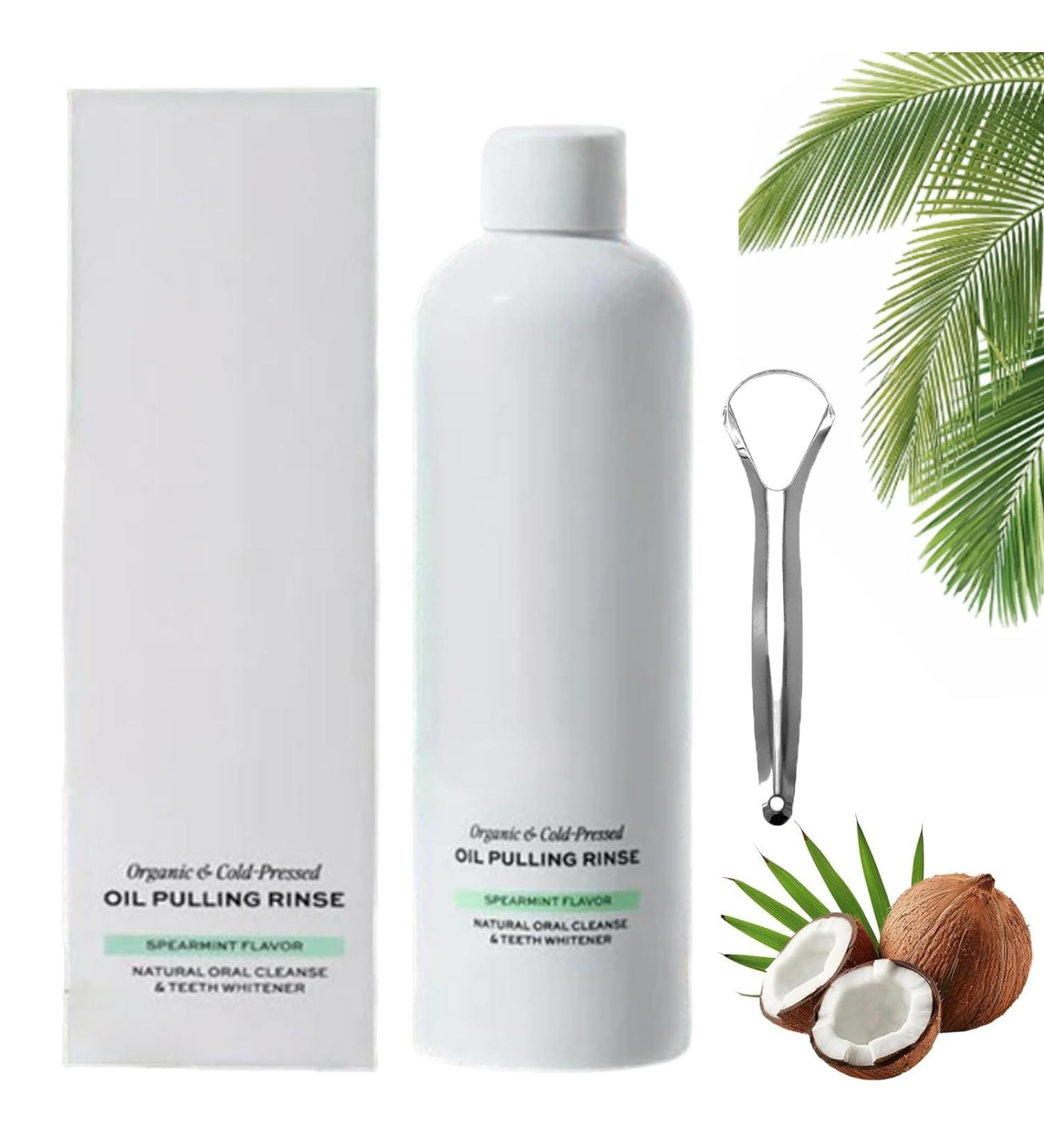 HOUXIANDOU Spearmint Oil Pulling Mouthwash Whyte Oil Pulling Whyte Spearmint Oil Pulling Mouthwash Cold Pressed Coconut Mouthwash for Long Lasting Fresh Breath 1 Bottle - Buy Online on GoSupps.com