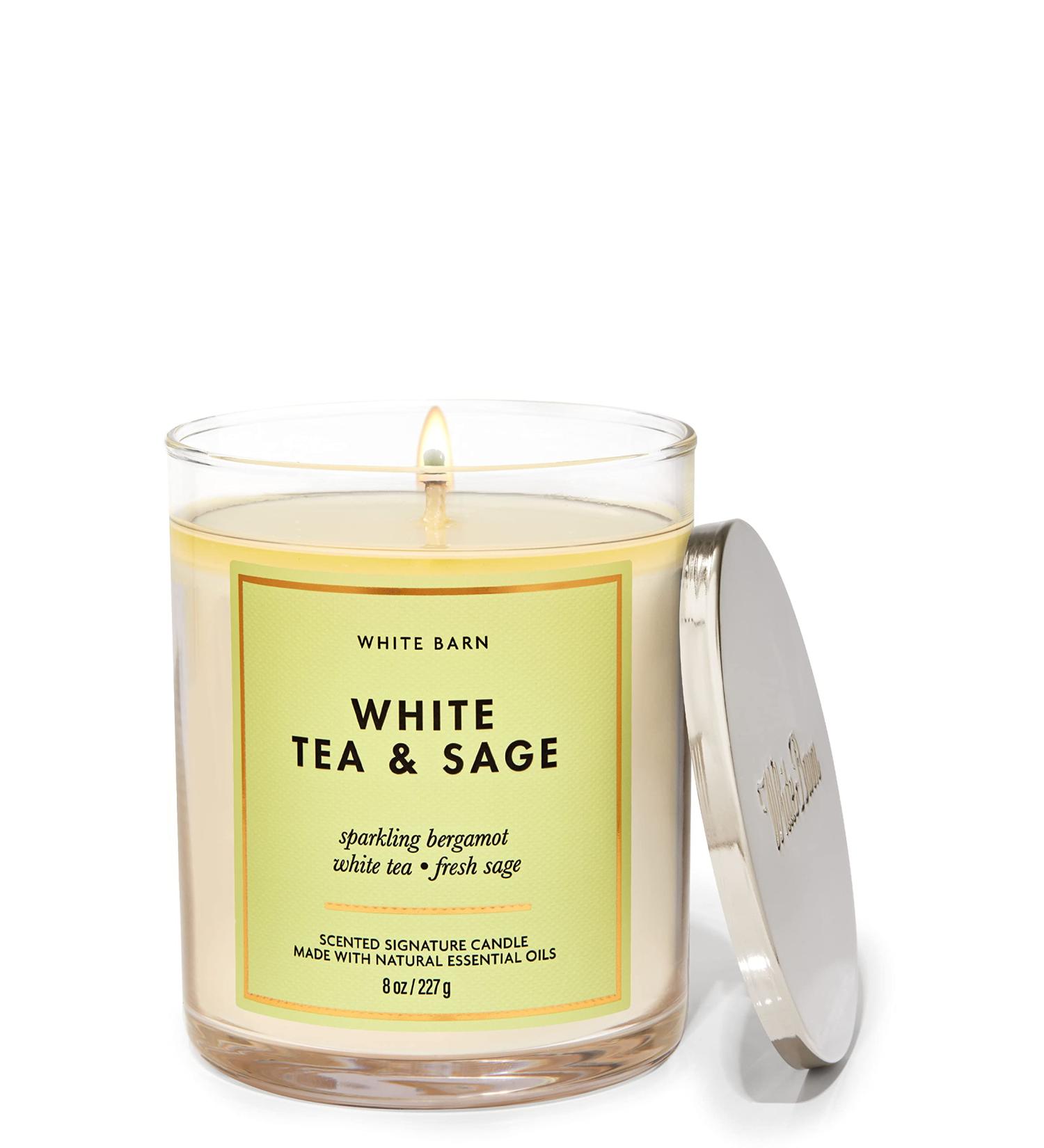 Buy Bath & Body Works White Barn 1-Wick Candle with Essential Oils - 7 oz | White Tea & Sage - International Shipping Available - Buy Online on GoSupps.com