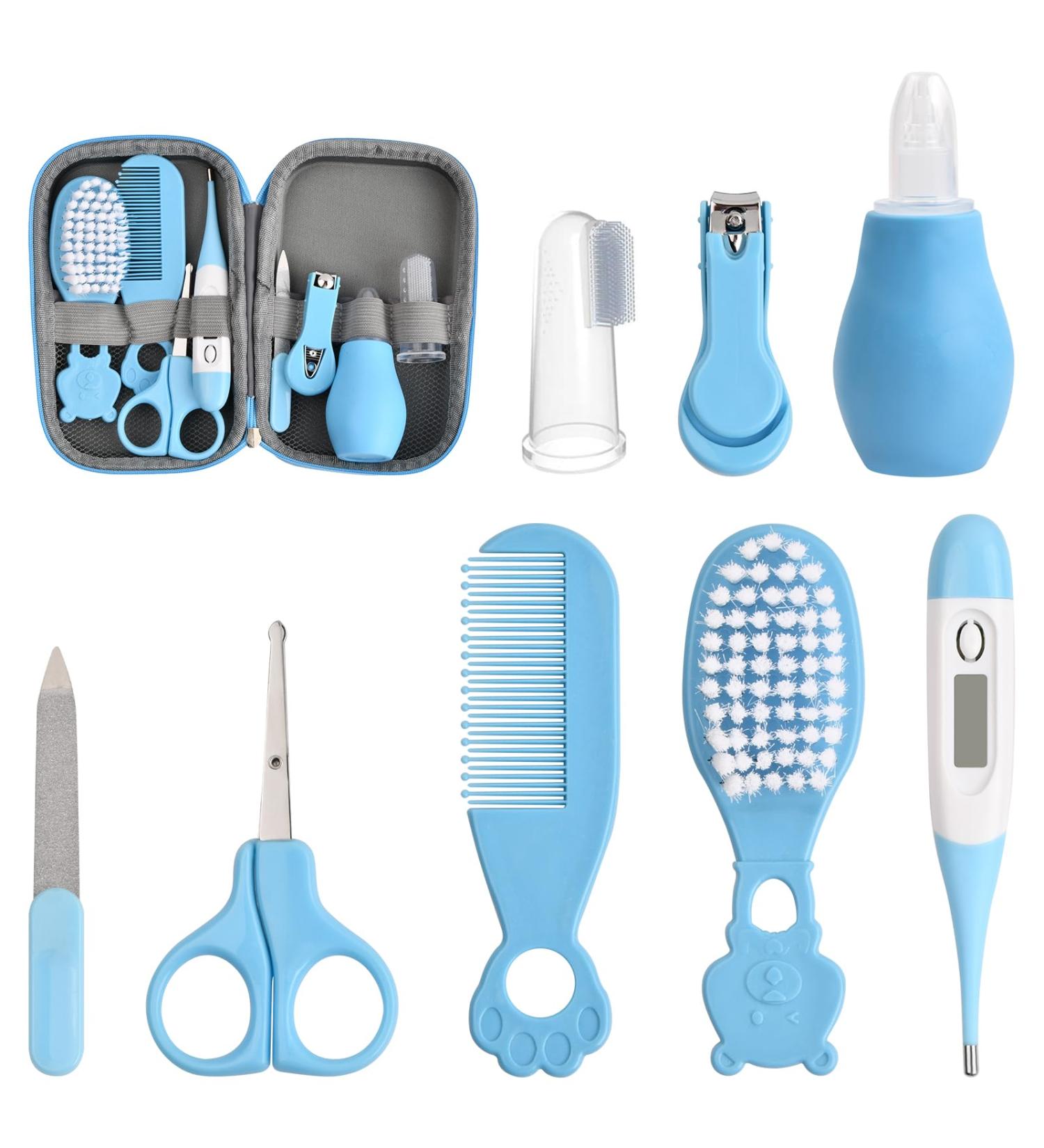 HOXFLY 8-Piece Baby Care Set | Portable Newborn Health Essentials | Nail File Toothbrush Cutter Scissors Aspirator & Thermometer - Buy Online on GoSupps.com