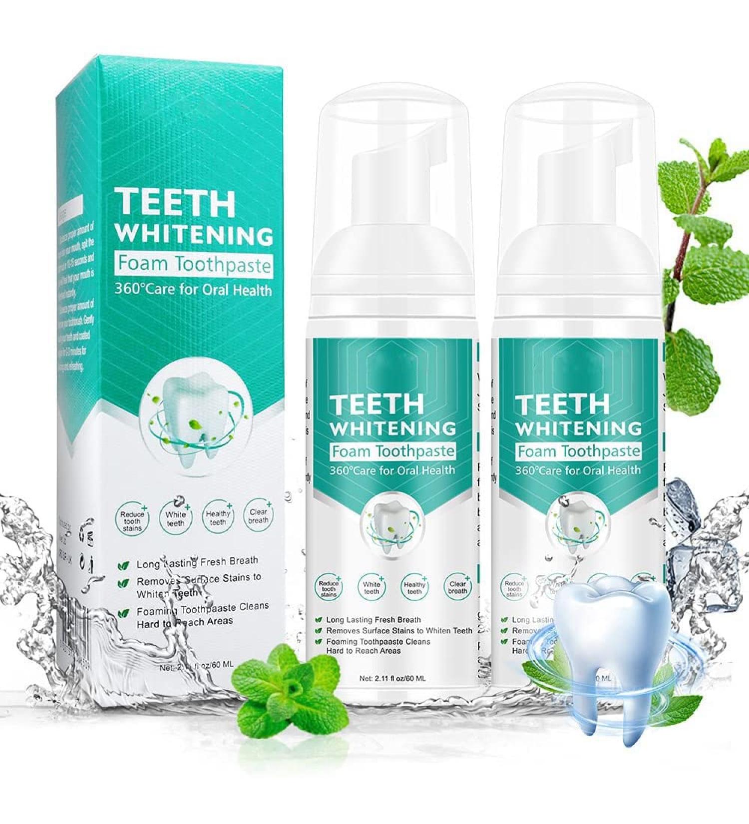 Kids Foam Toothpaste for Electric Toothbrush | Fluoride-Free Natural Formula | Stain Removal & Deep Cleaning | 2PCs x 60ml - Buy Online on GoSupps.com