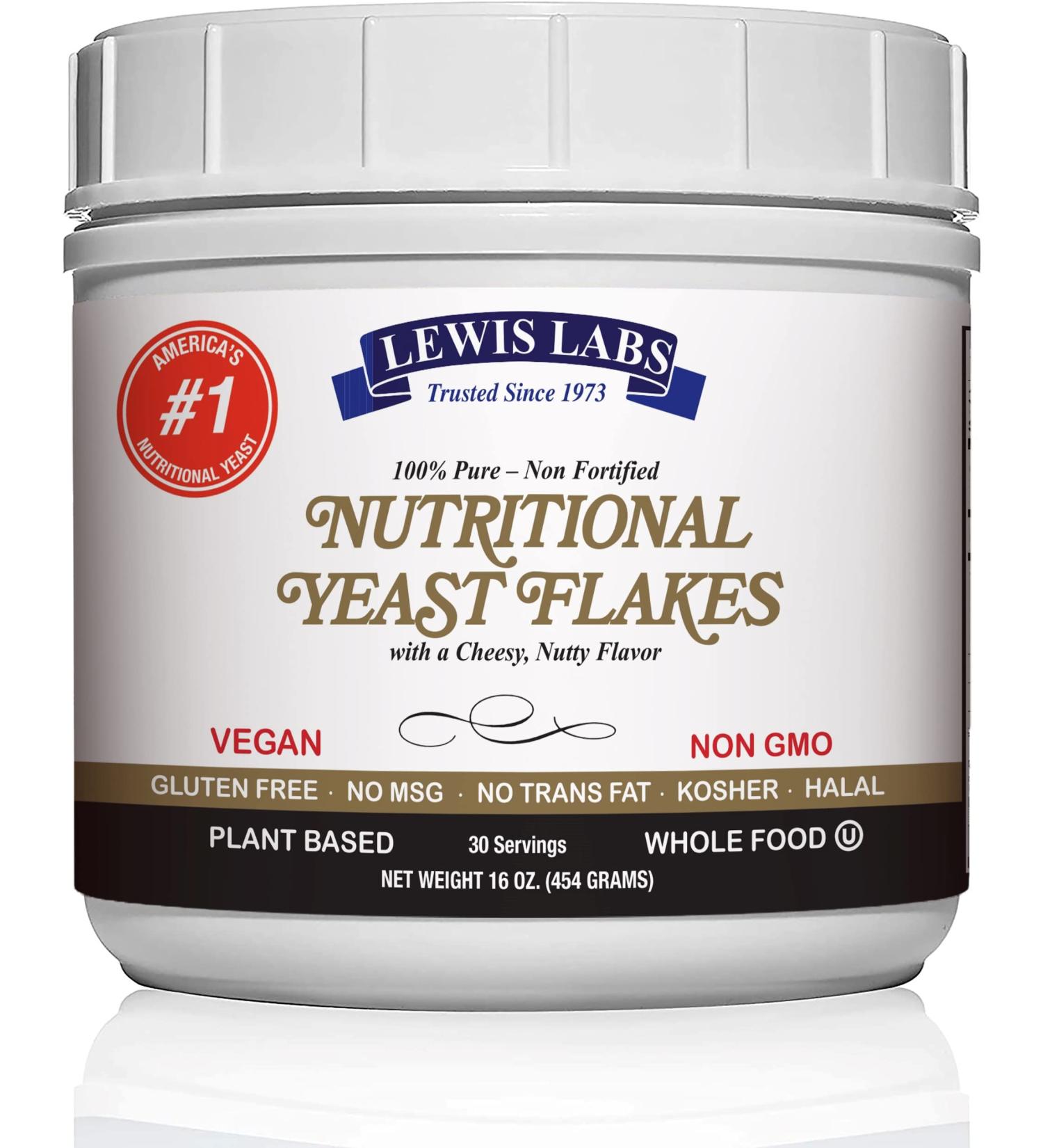 Nutritional Yeast Flakes Seasoning 1 lb - Vegan Cheese Powder Substitute - Non Fortified Unsweetened - Kosher Gluten Free Non GMO - Plant Based Protein - Dairy Free - 1 Pack - Buy Online on GoSupps.com
