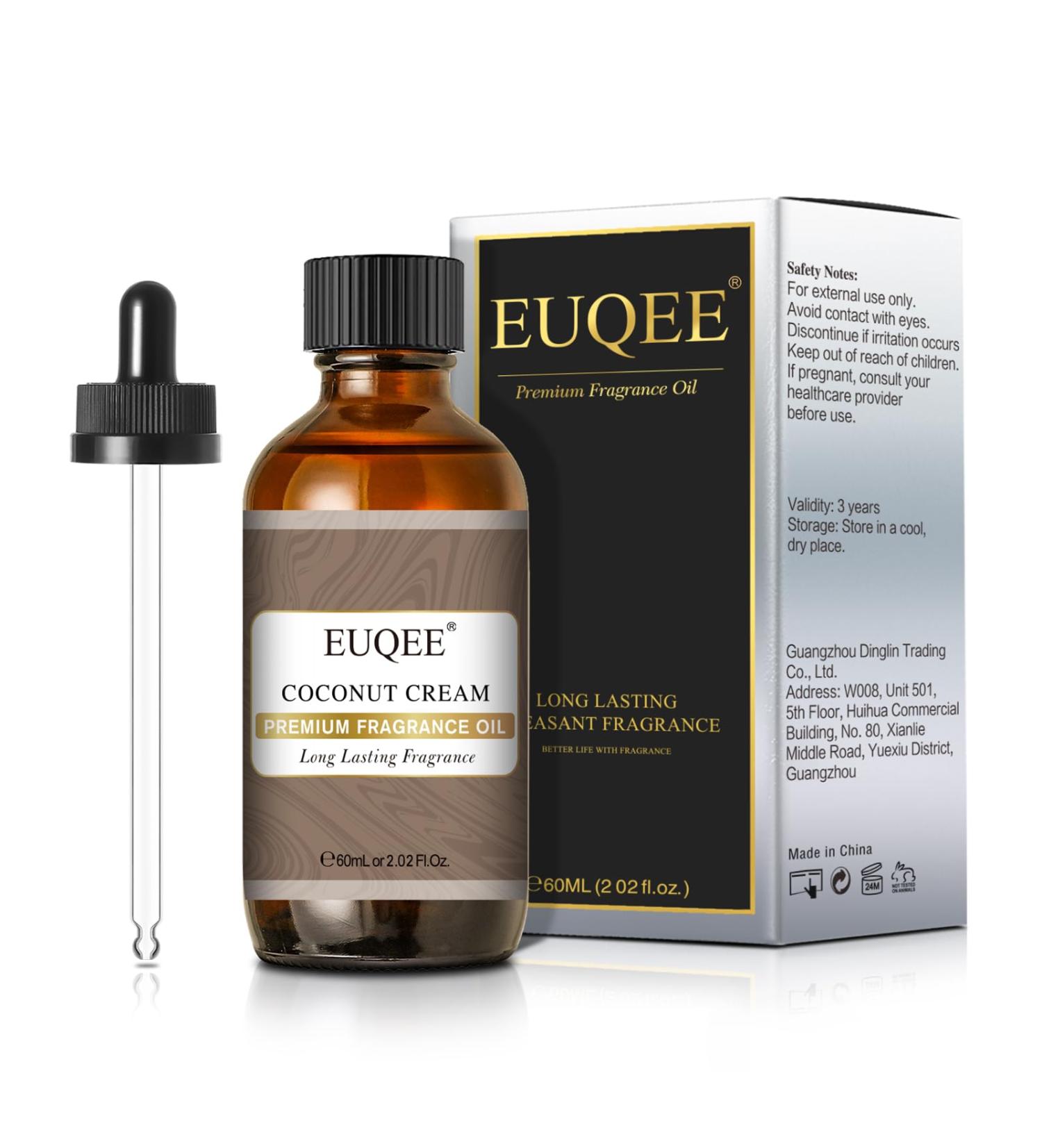 EUQEE Coconut Cream Fragrance Oil 60ml - Premium Grade Aromatherapy Essential Oil for Diffusers and Candle Making - Buy Online on GoSupps.com