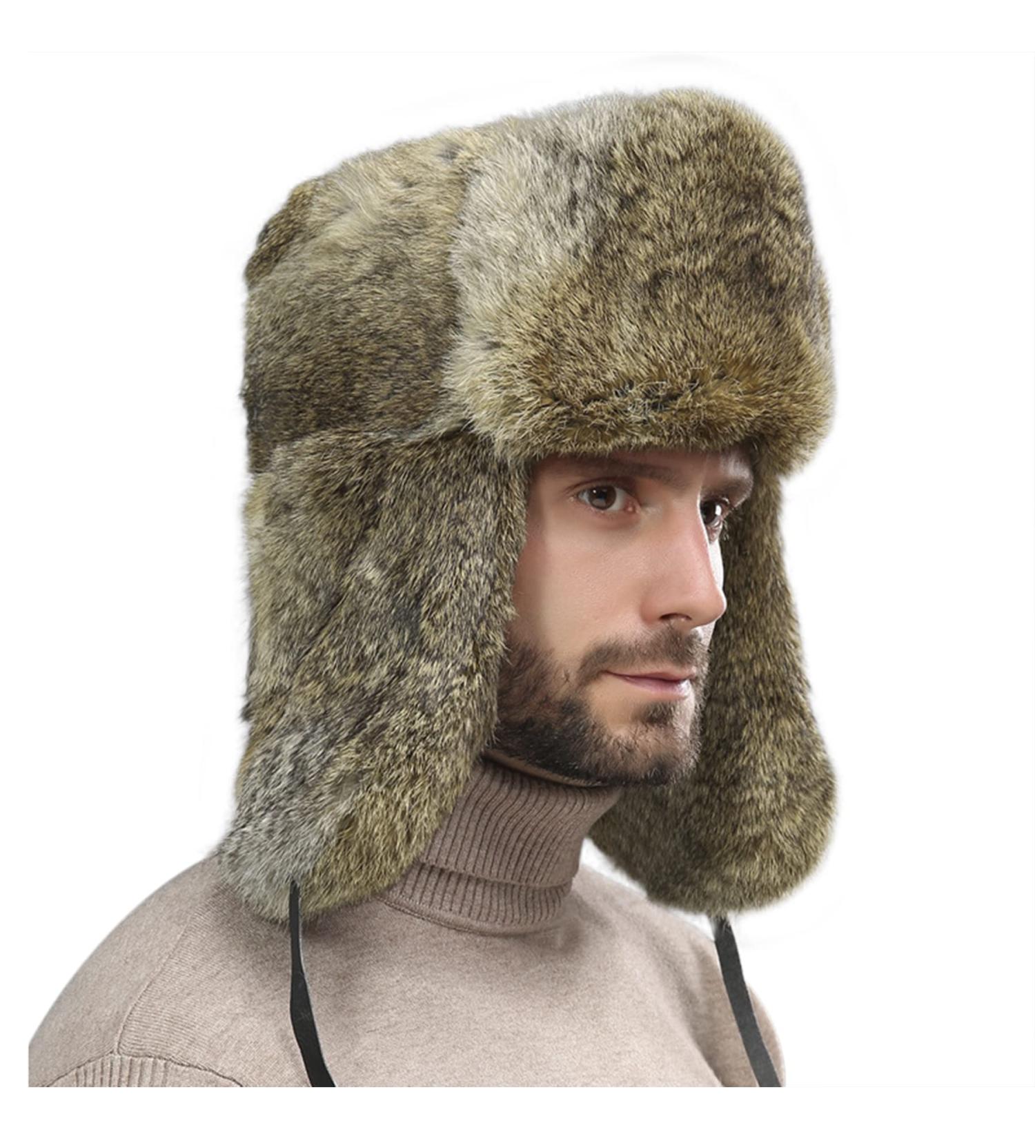 Unisex Faux Fur Trapper Hat - Winter Bomber Cap for Skiing & Hunting in Brown - Buy Online on GoSupps.com