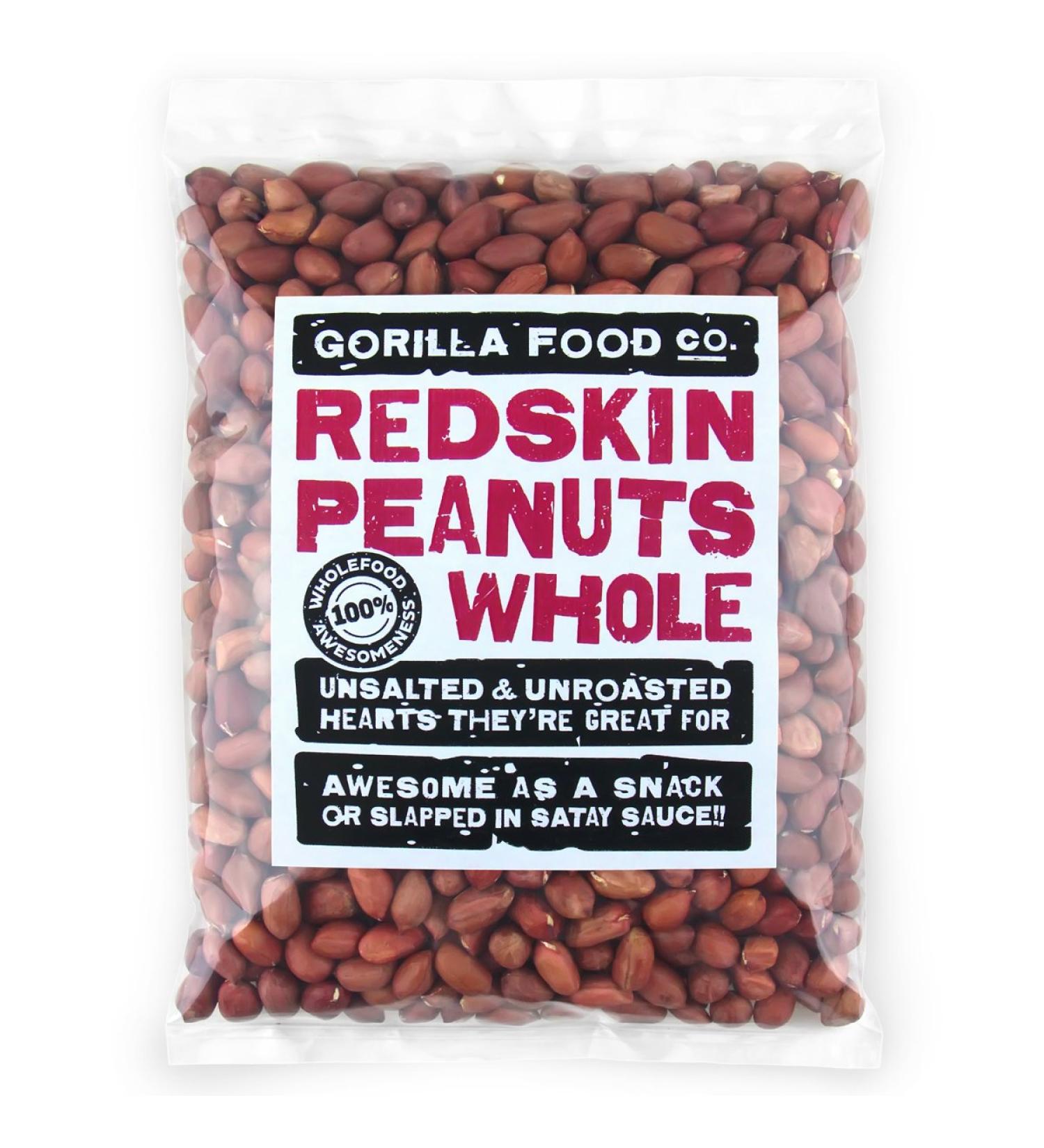 Gorilla Food Co. Redskin Peanuts Whole Unsalted - 400g - Buy Online on GoSupps.com