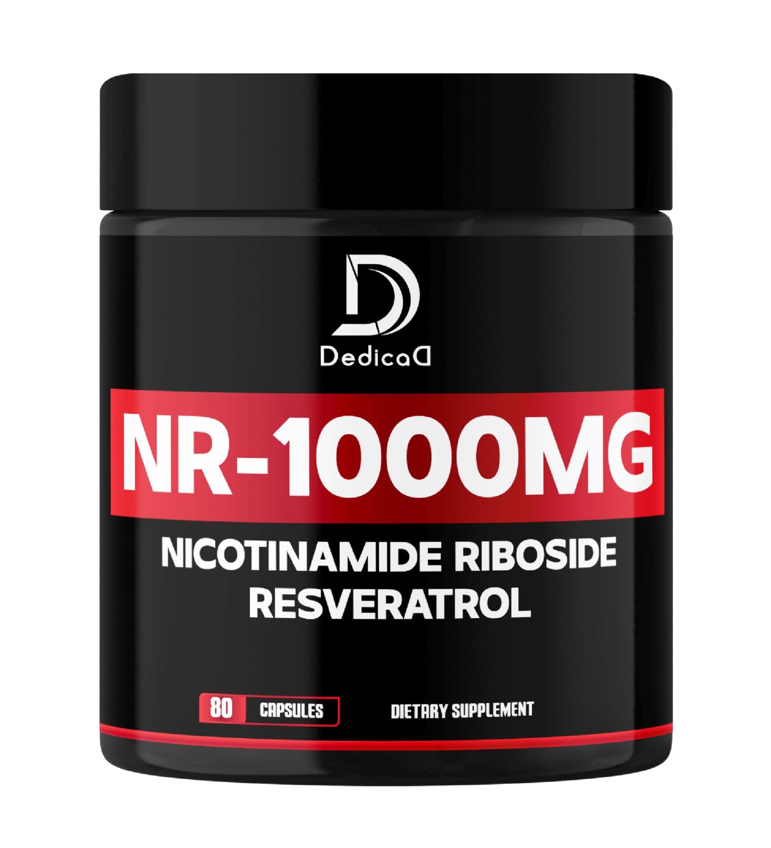 DEDICAD NAD Supplement with Nicotinamide Riboside and Trans Resveratrol - NR for Men & Women - 80 Capsules - Buy Online on GoSupps.com