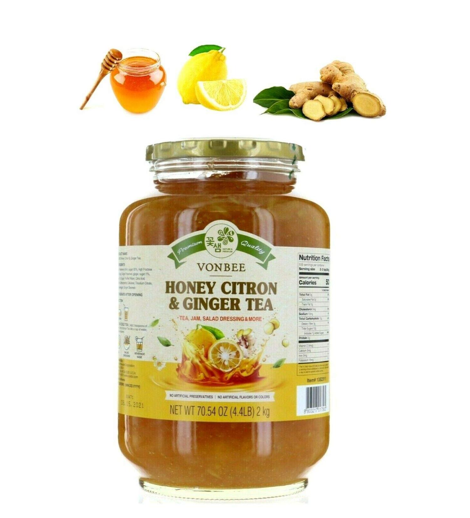 Vonbee Honey Ginger Citron Tea - Family Size 70.54 Oz - Product of Korea - 2.2 lb (1 kg) - Buy Online on GoSupps.com