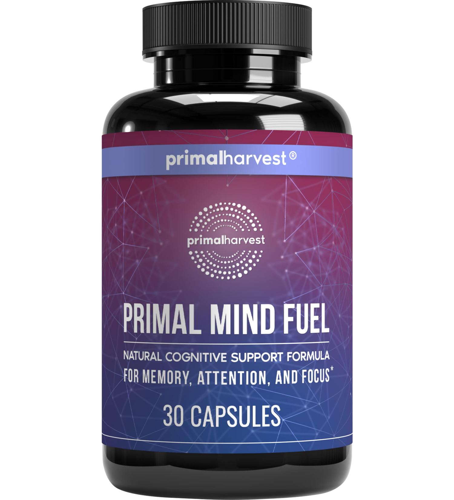 Primal Harvest Primal Mind Fuel Brain Supplement - 30 Capsules for Focus, Energy, Clarity, and Memory - Nootropic Brain Support for Men and Women - Buy Online on GoSupps.com