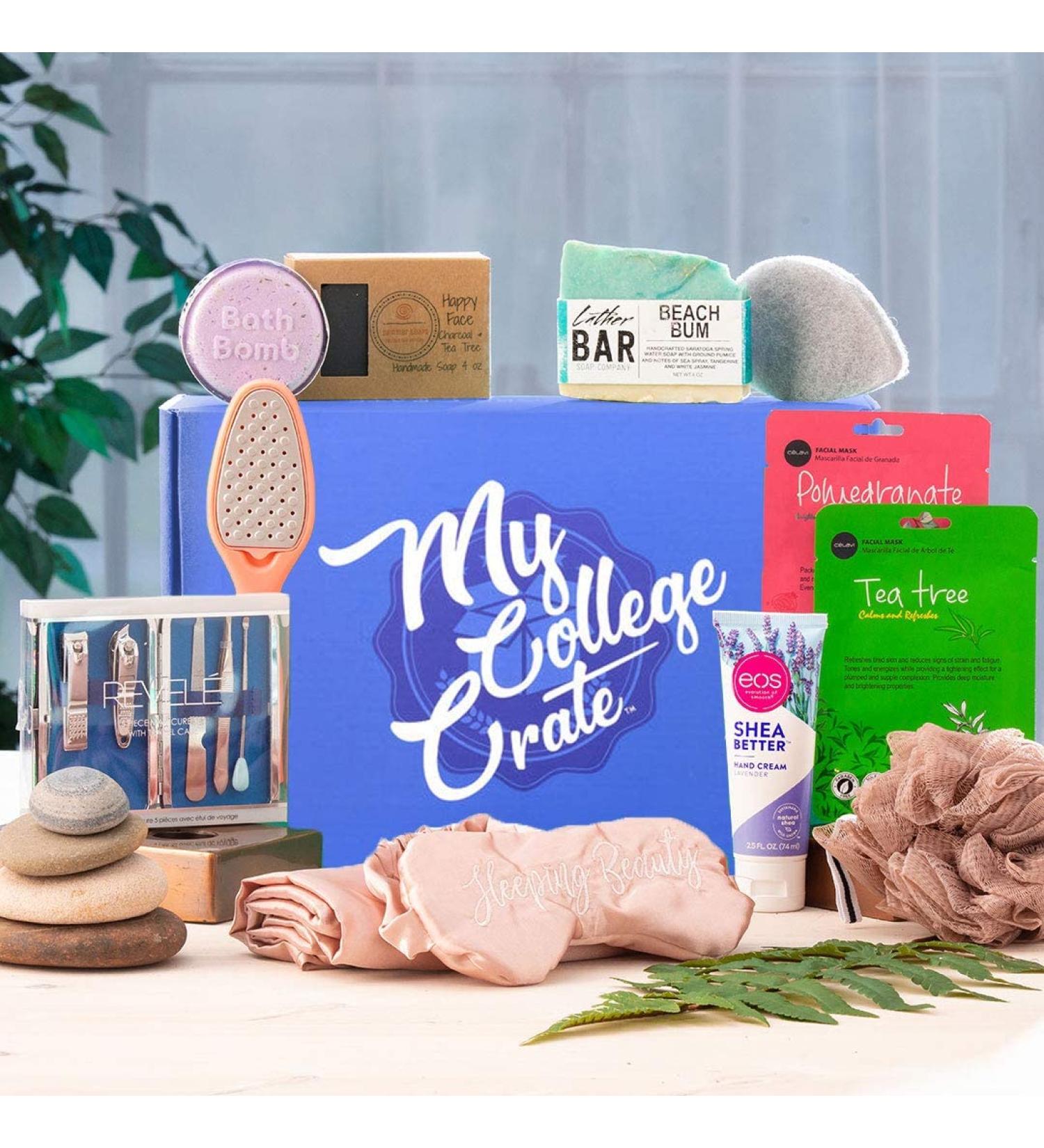 Women's Study Break Gift Box - 11 Item Set with Soaps Lotion Bath Bomb Face Masks & More | My College Crate International Shipping Available - Buy Online on GoSupps.com