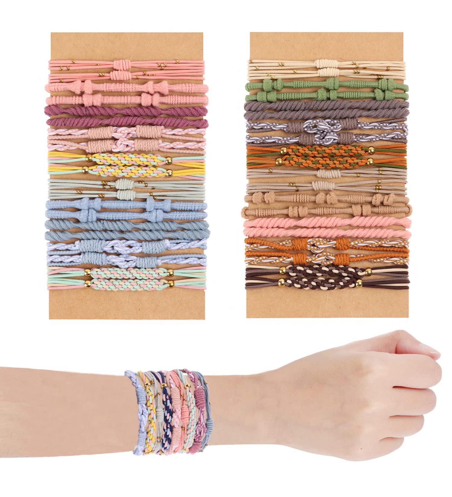 FINZOR 40Pcs Bohemian Morandi Hair Ties Set - Elastic Bracelets for Women - Ideal for Thick Hair and Ponytails - Mother's Day Gift - Colorful - Buy Online on GoSupps.com