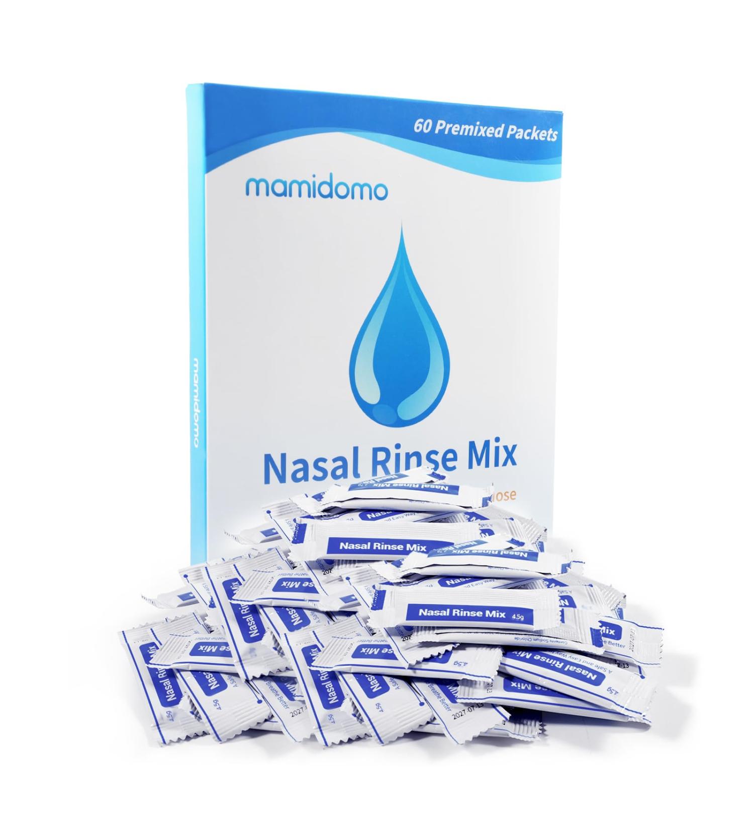 mamidomo 4.5g 60 Nasal Rinse Packets Neti Pot Salt Packets Individually Wrapped Packets for Saline Packets Nasal Rinse Salt Packets Allergy Relief Saline Solution for Neti Pots Sinus Relief - Buy Online on GoSupps.com