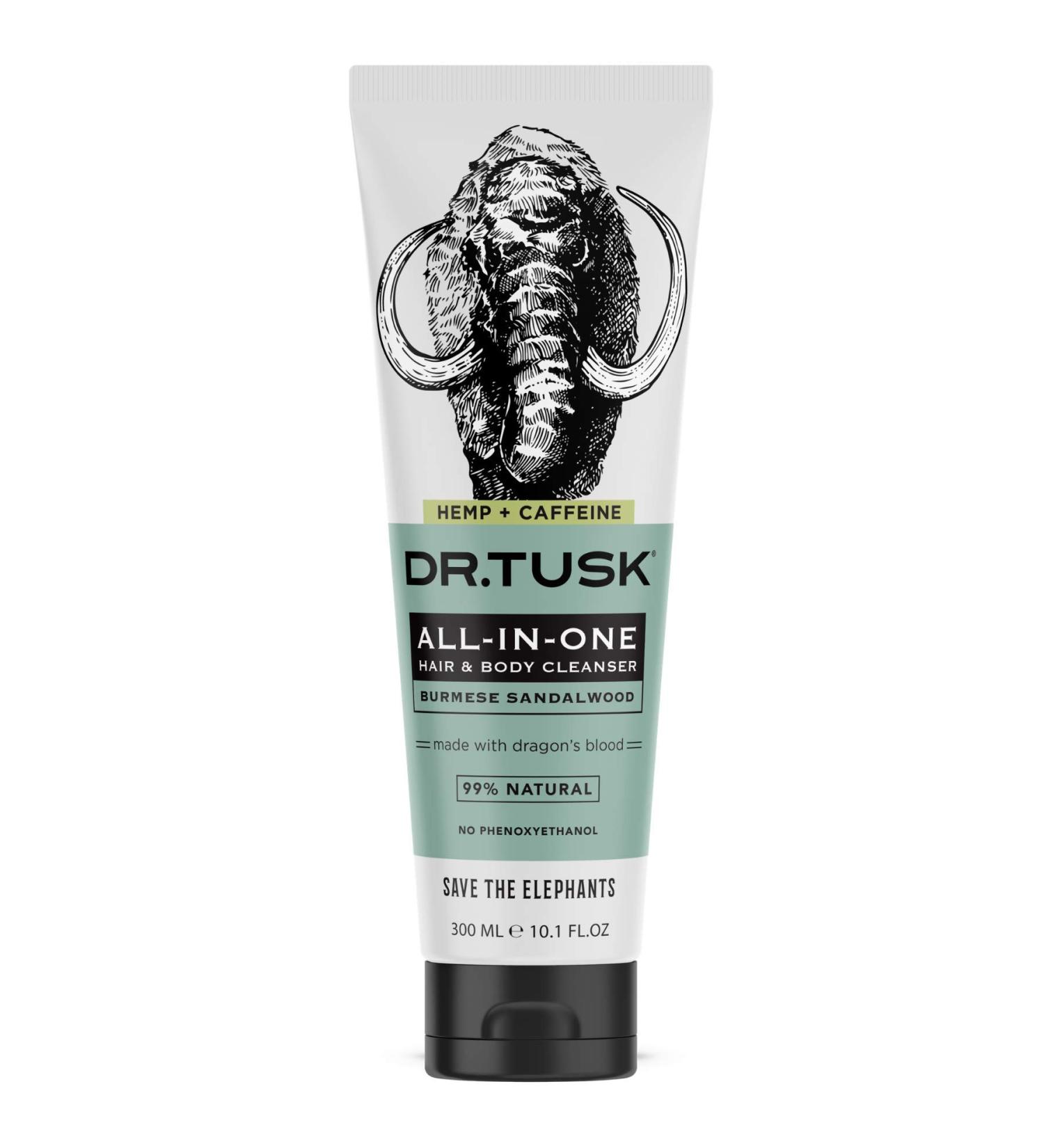DR. TUSK 2-in-1 Men's Body Wash & Shampoo with Hempseed Oil, Caffeine & Sandalwood - 10.1 fl oz - Buy Online on GoSupps.com