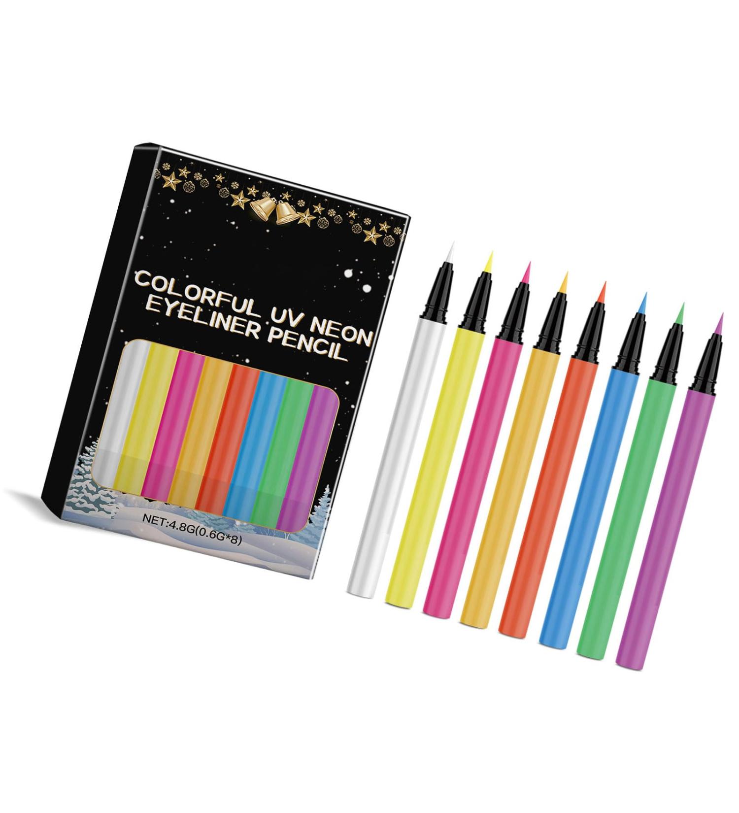 Ensemble d ' eye-liners liquides UV 8 couleurs crayon d ' eye-liners r sistant l ' eau pour adultes et amateurs de f te facile appliquer doublure liquide r active UV - Buy Online on GoSupps.com