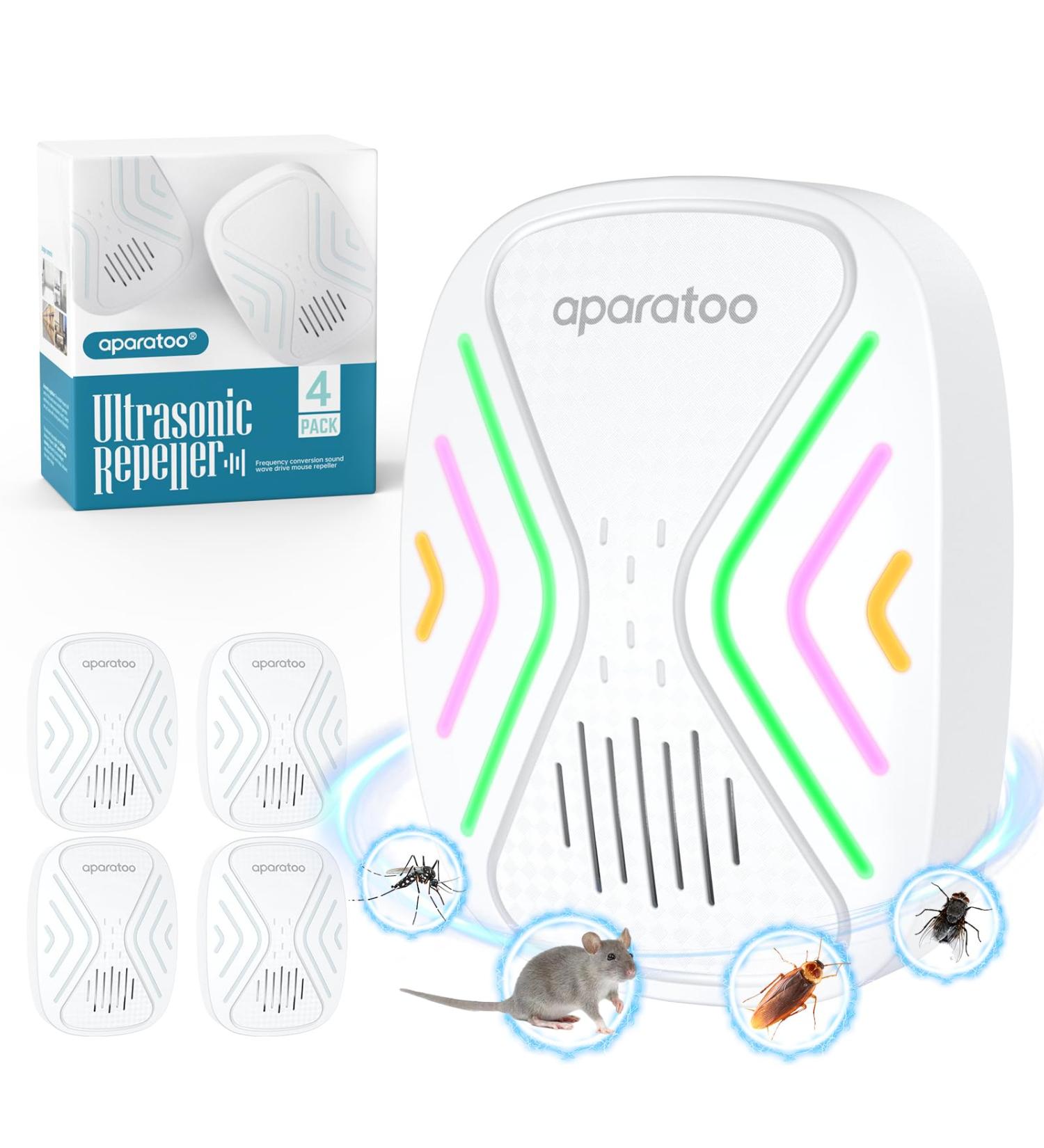 4-Pack UV Mosquito Lamp & Ultrasound Pest Control | Effective Insect Destroyer for Mice Cockroaches and Rats - Buy Online on GoSupps.com