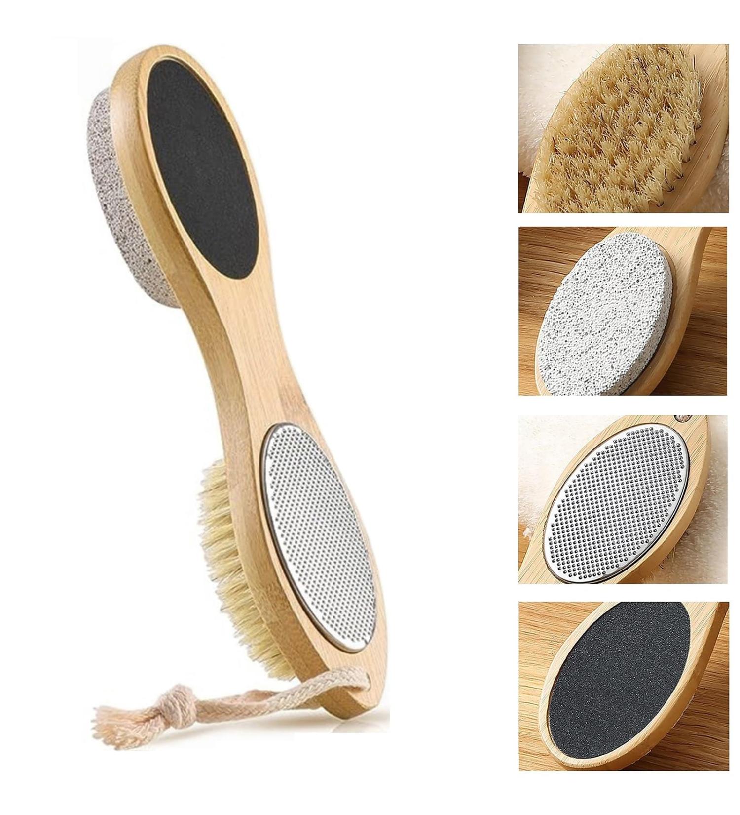 Pumice Stone for Hands and Feet with 4-in-1 Scrub Brush - Remove Hard Calluses and Dead Skin, Care for Cracked Heels - Ideal for Wet and Dry Feet - Buy Online on GoSupps.com