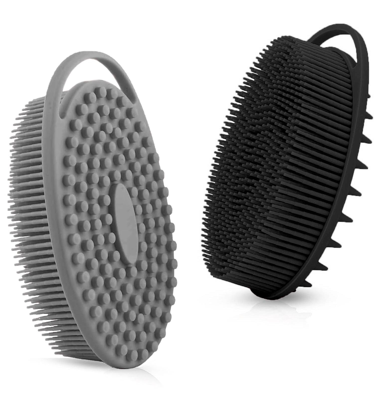 Silicone Luffa Peeling & Body Scrubber Set - Soft Bathing Sponge for All Skin Types - Perfect for Children Women & Men (Black & Gray) - Buy Online on GoSupps.com