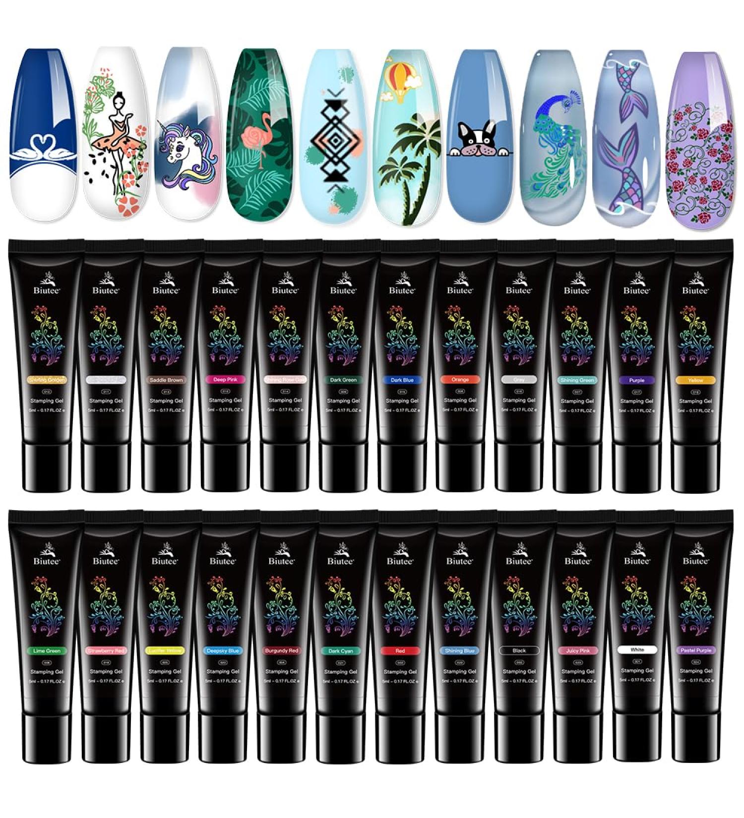 24 Colors Nail Stamping Polish Gel - 5ML UV LED Nail Art Gel for Stunning Designs | International Shipping - Buy Online on GoSupps.com