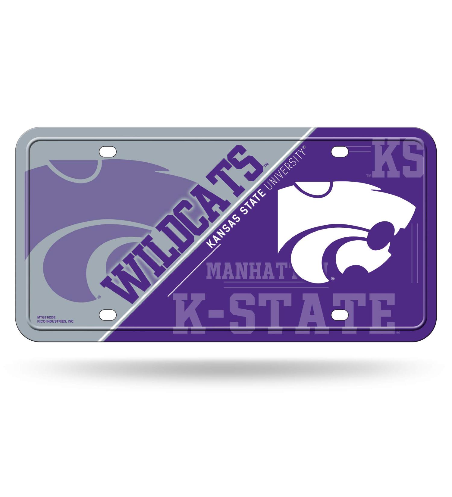 Rico Industries NCAA Metal License Plate Tag, Kansas State Wildcats, 6 x 11.5-inches